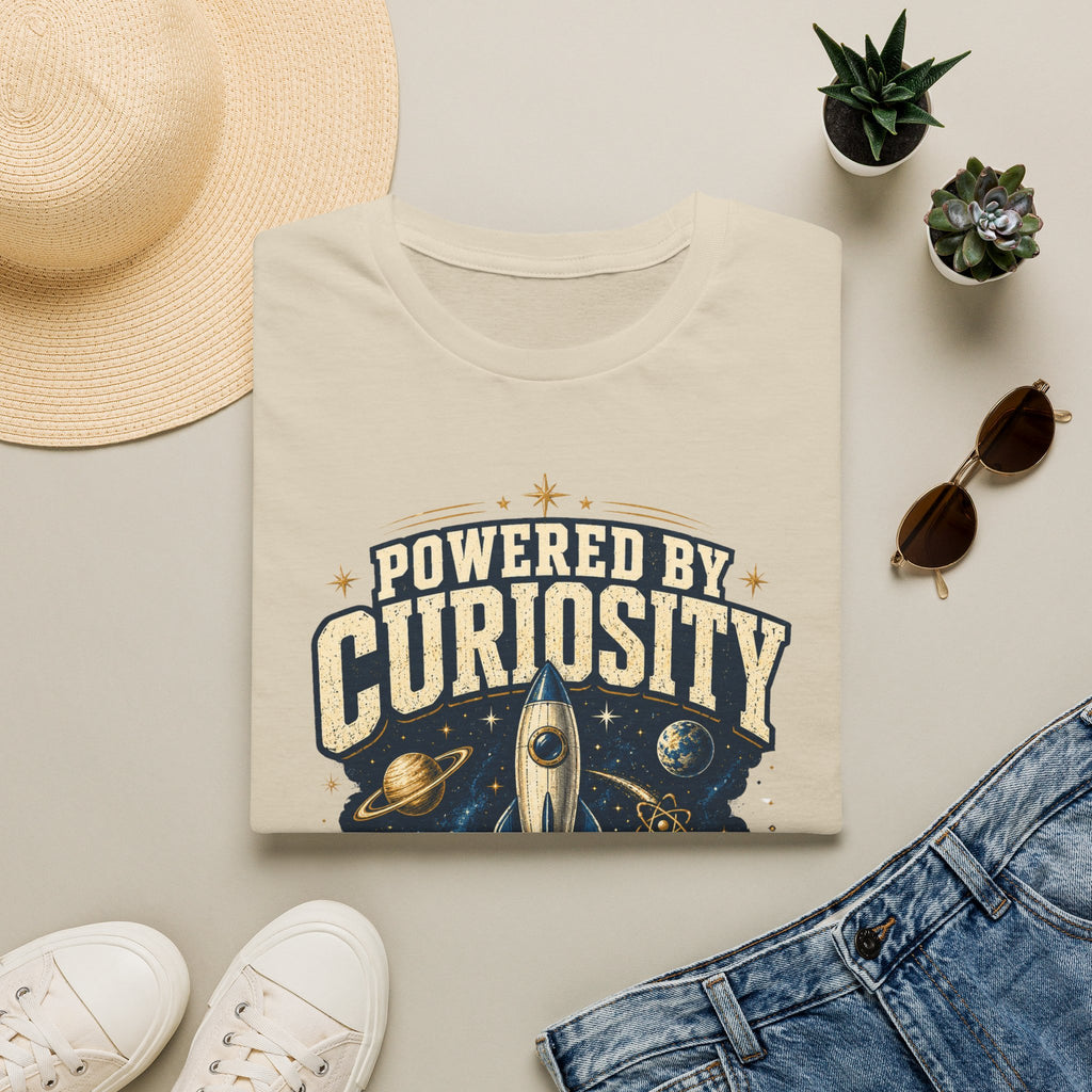 Powered by Curiosity T-Shirt — Rocket Book Space Graphic Tee