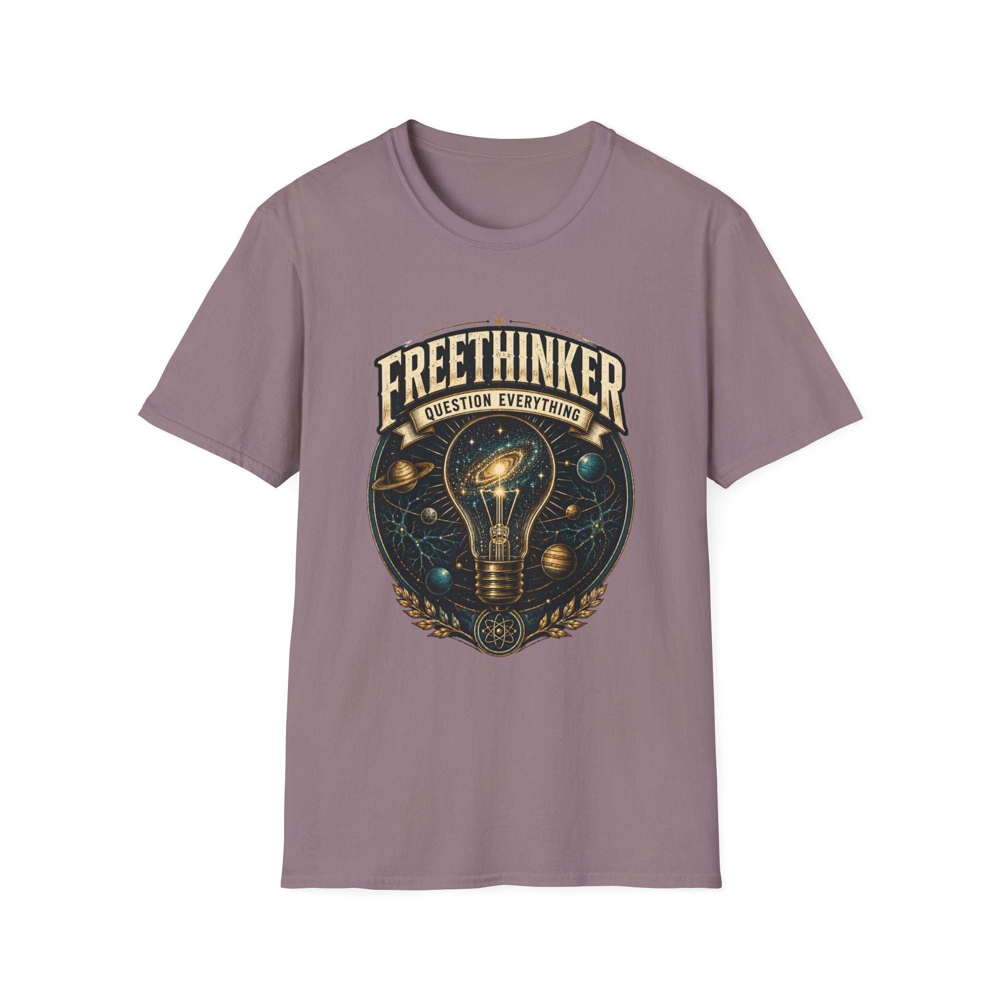 Freethinker Graphic T-Shirt — "Question Everything" Lightbulb Design
