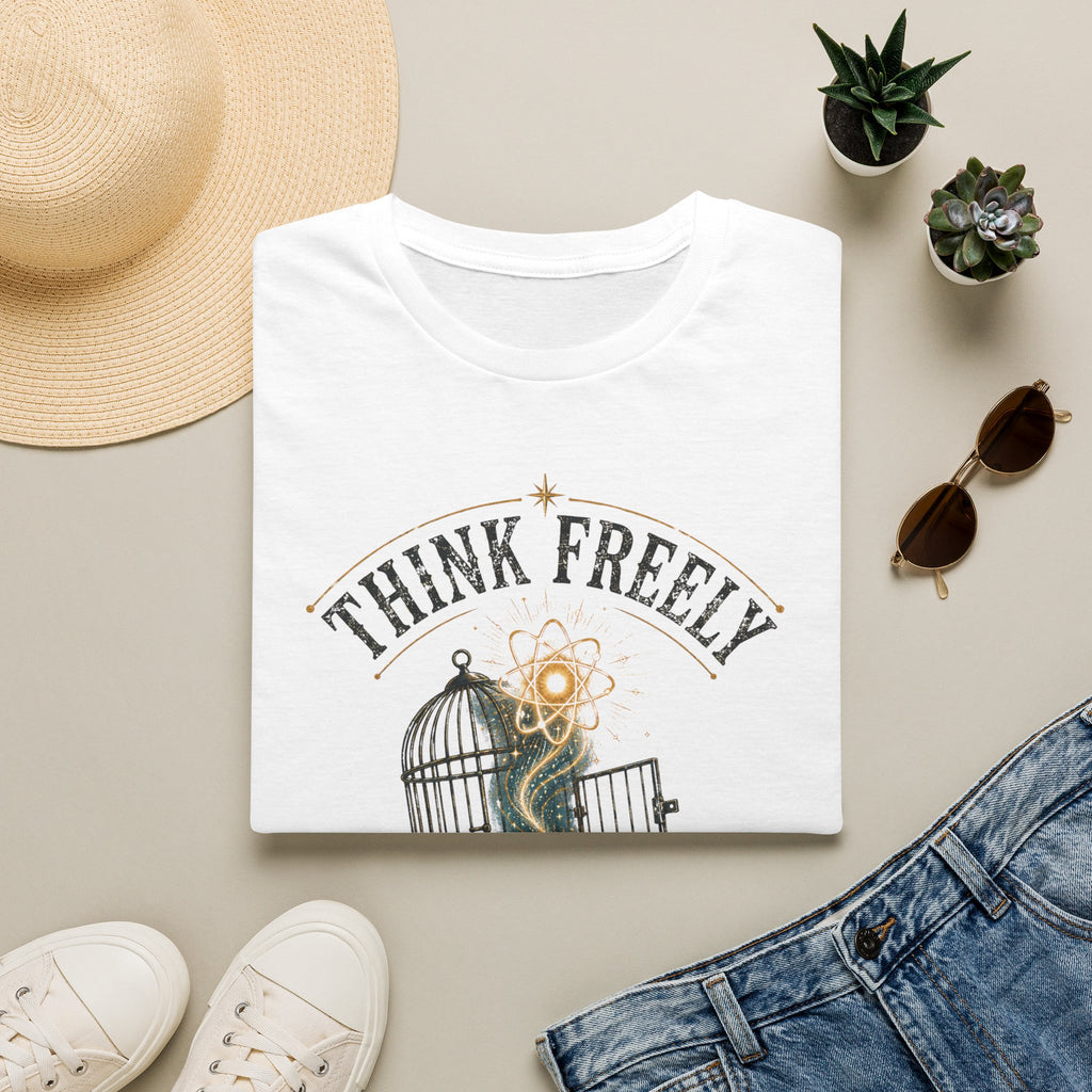 Think Freely T-Shirt — 'Test Everything' Inspirational Cage & Book Graphic Tee