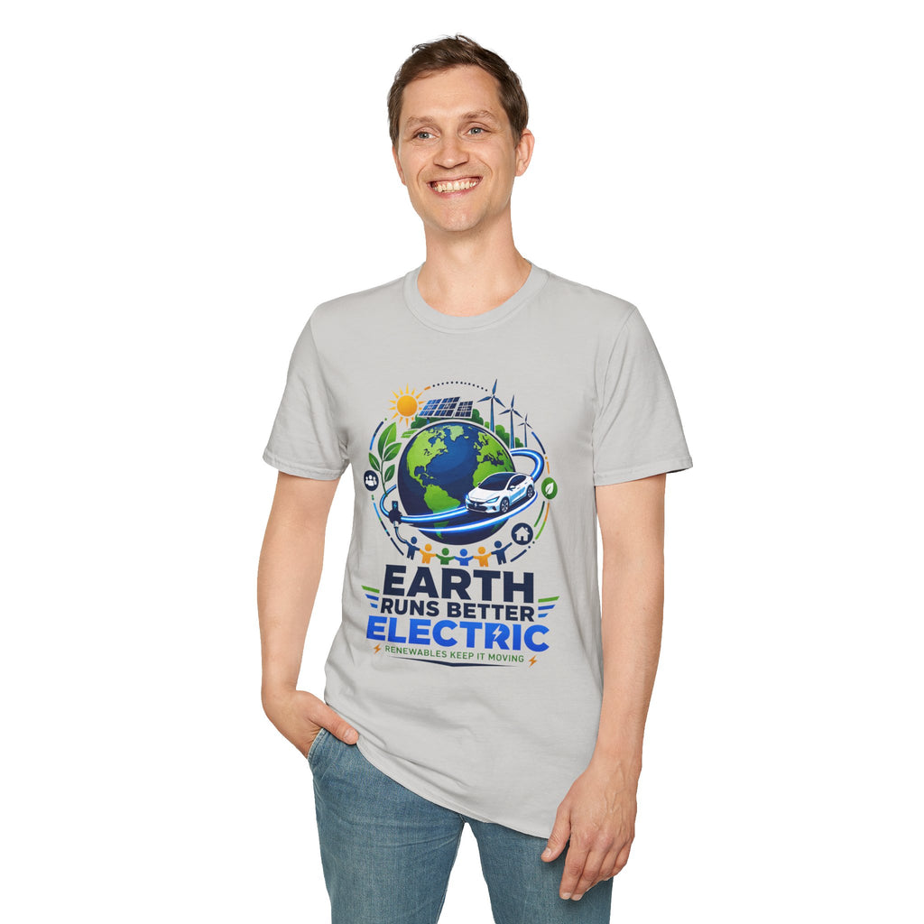 Earth Runs Better Electric Eco-Friendly EV Graphic Tee