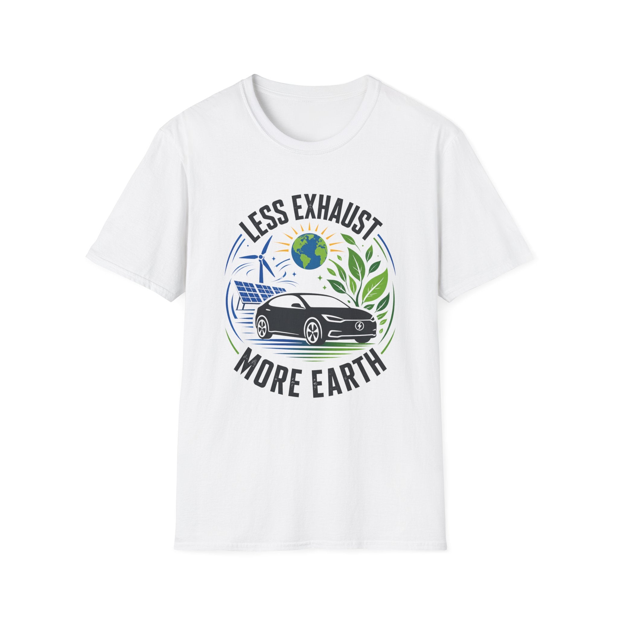 Eco-Friendly Tee — "Less Exhaust, More Earth" Environmental Graphic Shirt