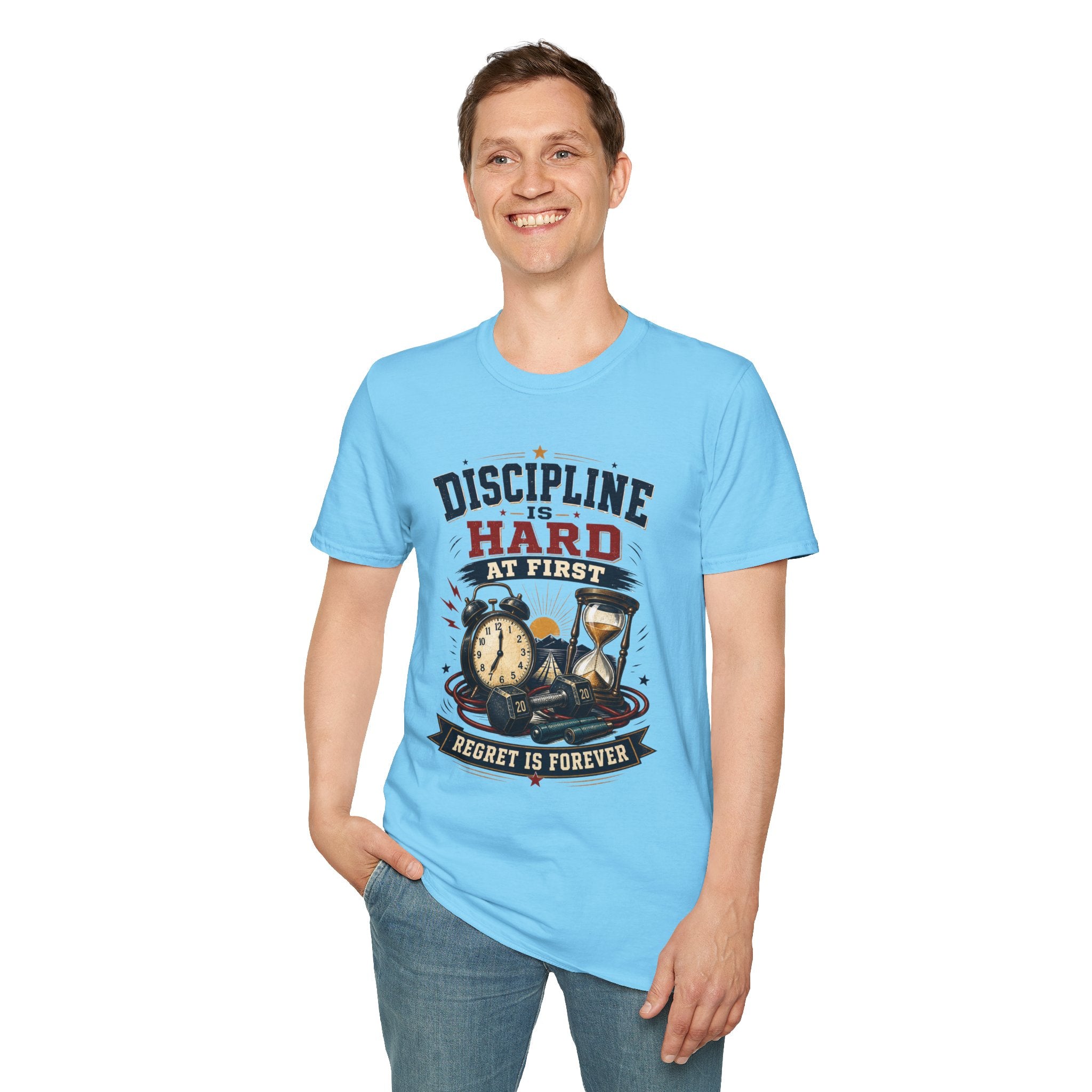 Discipline Is Hard At First T-Shirt — Motivational Timepiece Graphic Tee