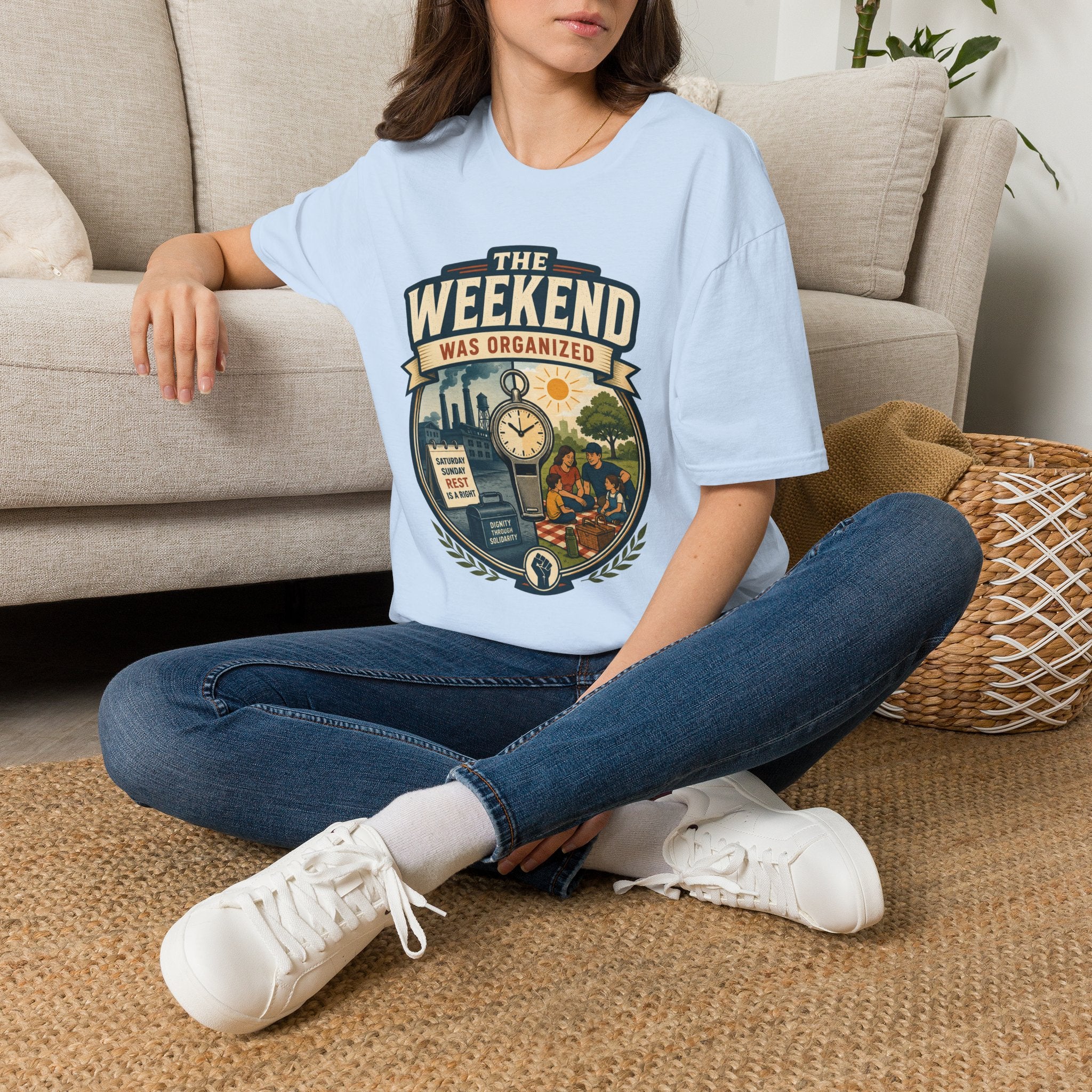 T-Shirt — "The Weekend Was Organized" Graphic Tee (Relaxed Retro Travel Vibe)