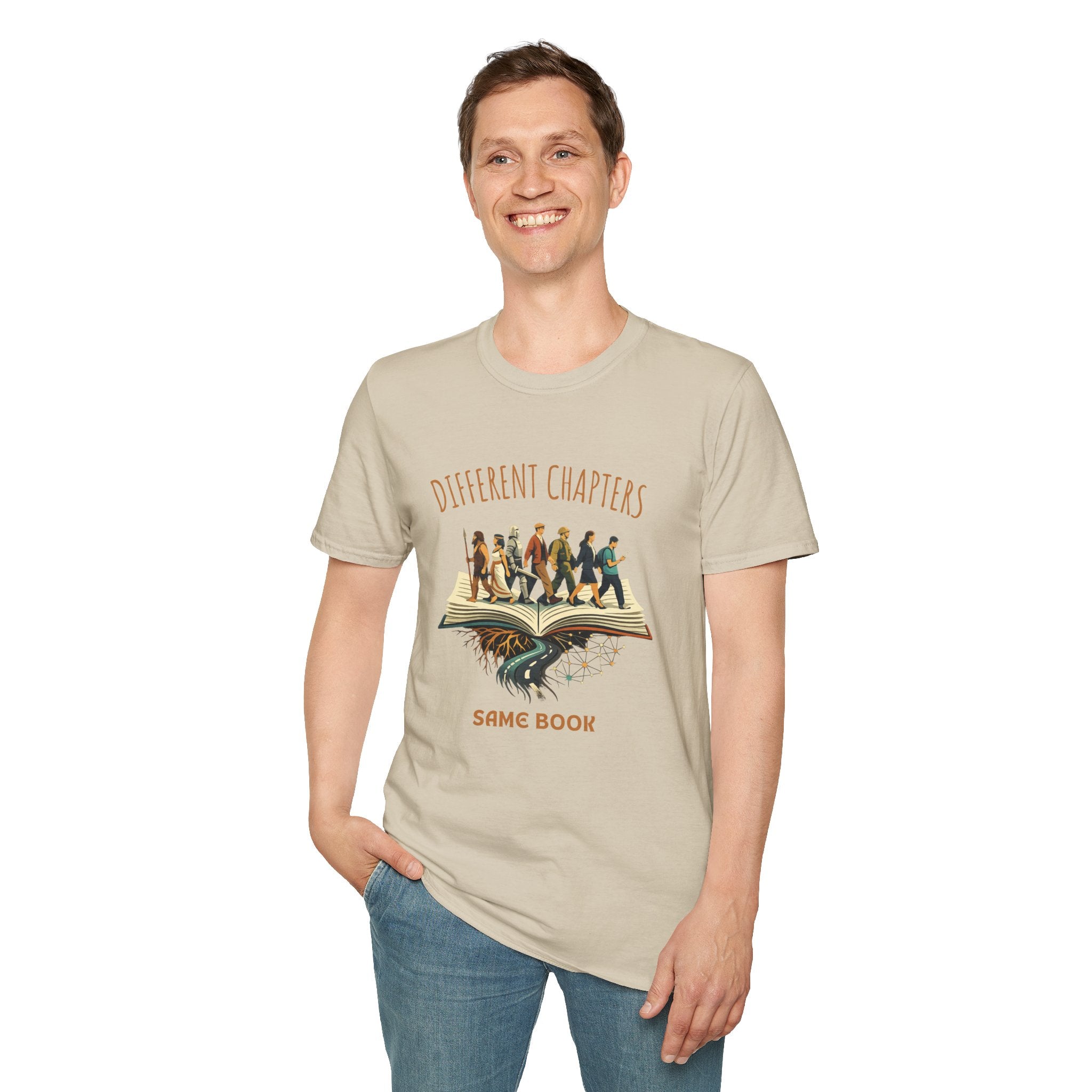 Different Chapters Same Book T-Shirt — Inspirational Reading & Life Journey Tee