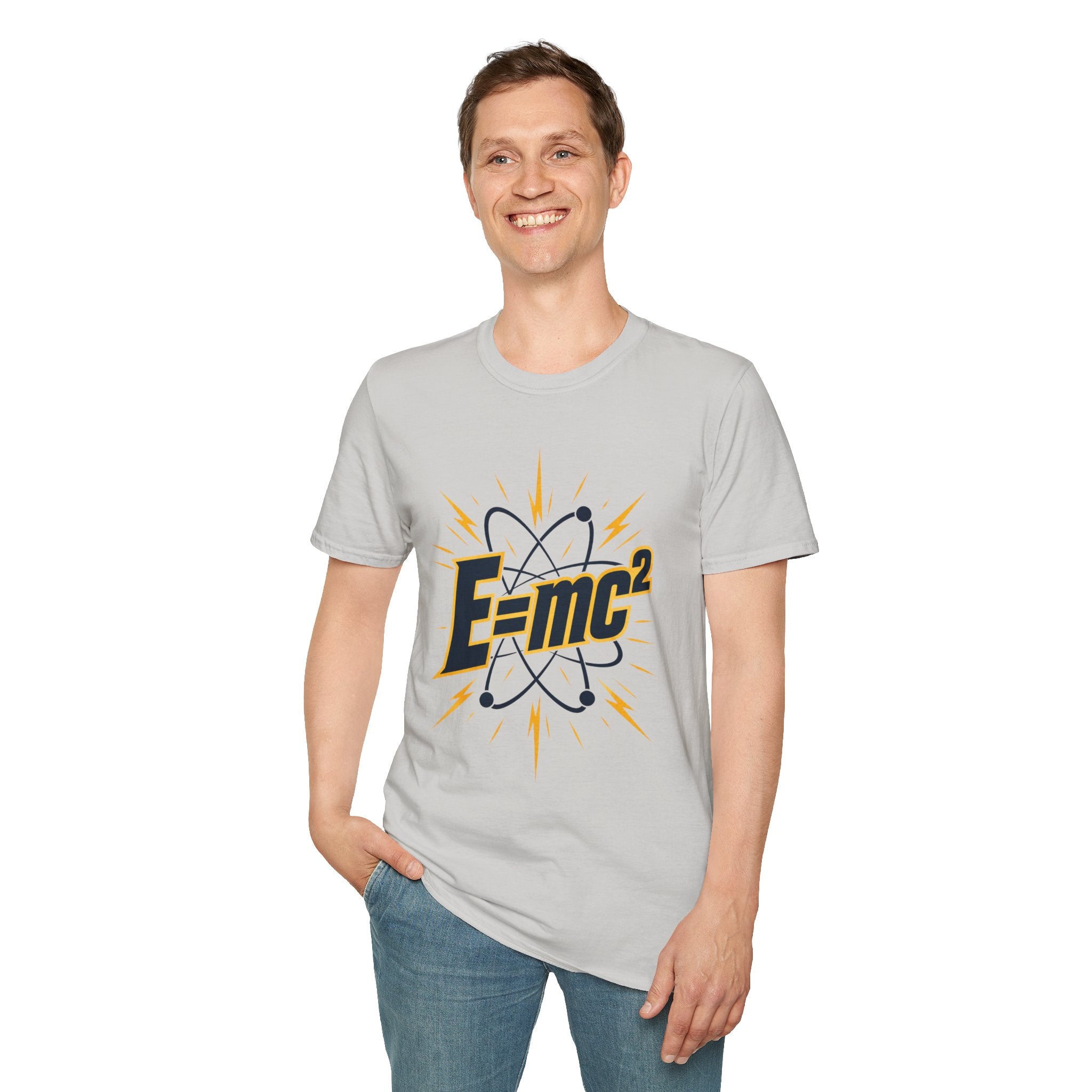 E=mc Atom Graphic T-Shirt — Retro Science Tee for Physics Lovers