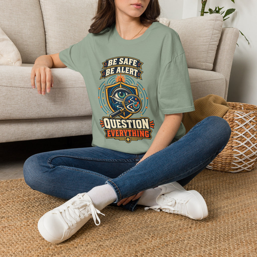 Be Safe Be Alert "Question Everything" T-Shirt — Conspiracy Eye Graphic Tee