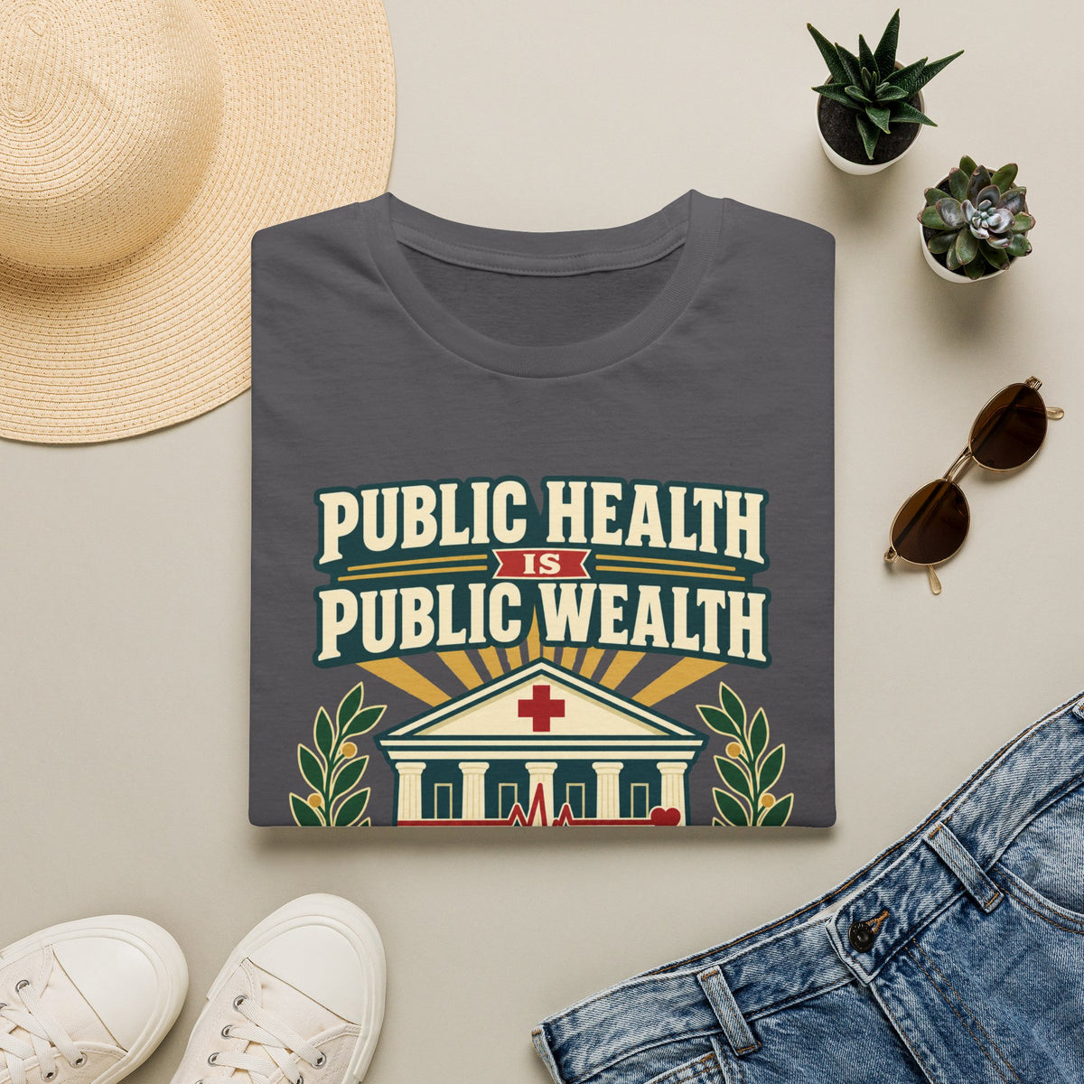 Public Health Is Public Wealth T-Shirt — 'Care For All' Community Health Tee