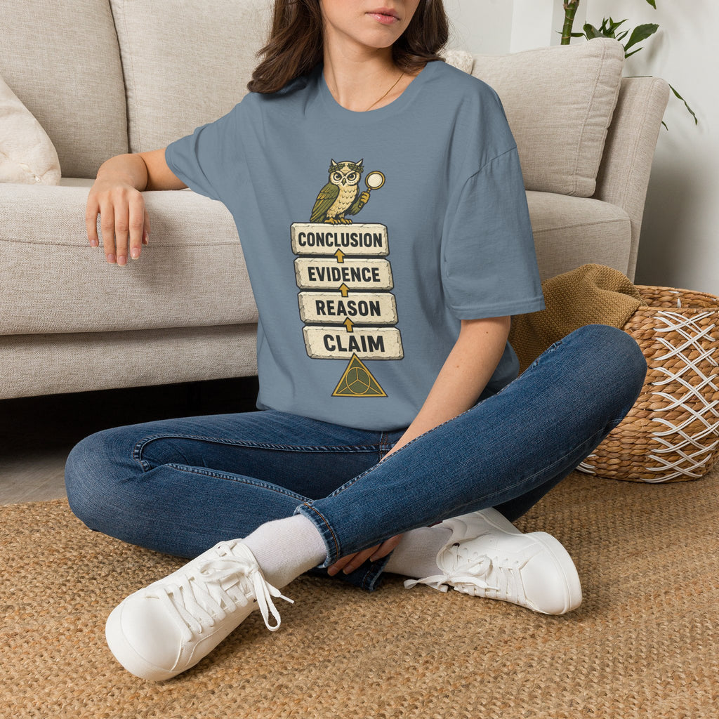 Evidence to Conclusion Graphic T-Shirt — Owl with Magnifying Glass Design