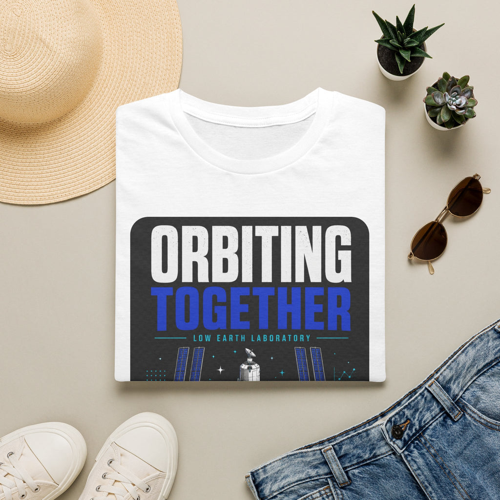 Orbiting Together T‑Shirt — Space Station Earth Graphic Tee