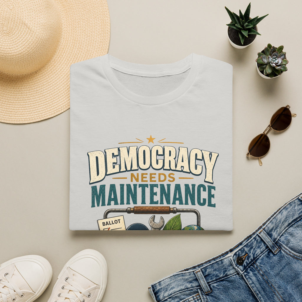 Democracy Needs Maintenance T-Shirt — Civic Repair Kit Tee
