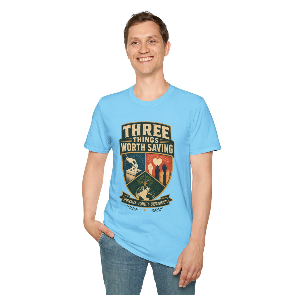 Three Things Worth Saving T‑Shirt — Vintage Rescue, Family & Values Graphic Tee