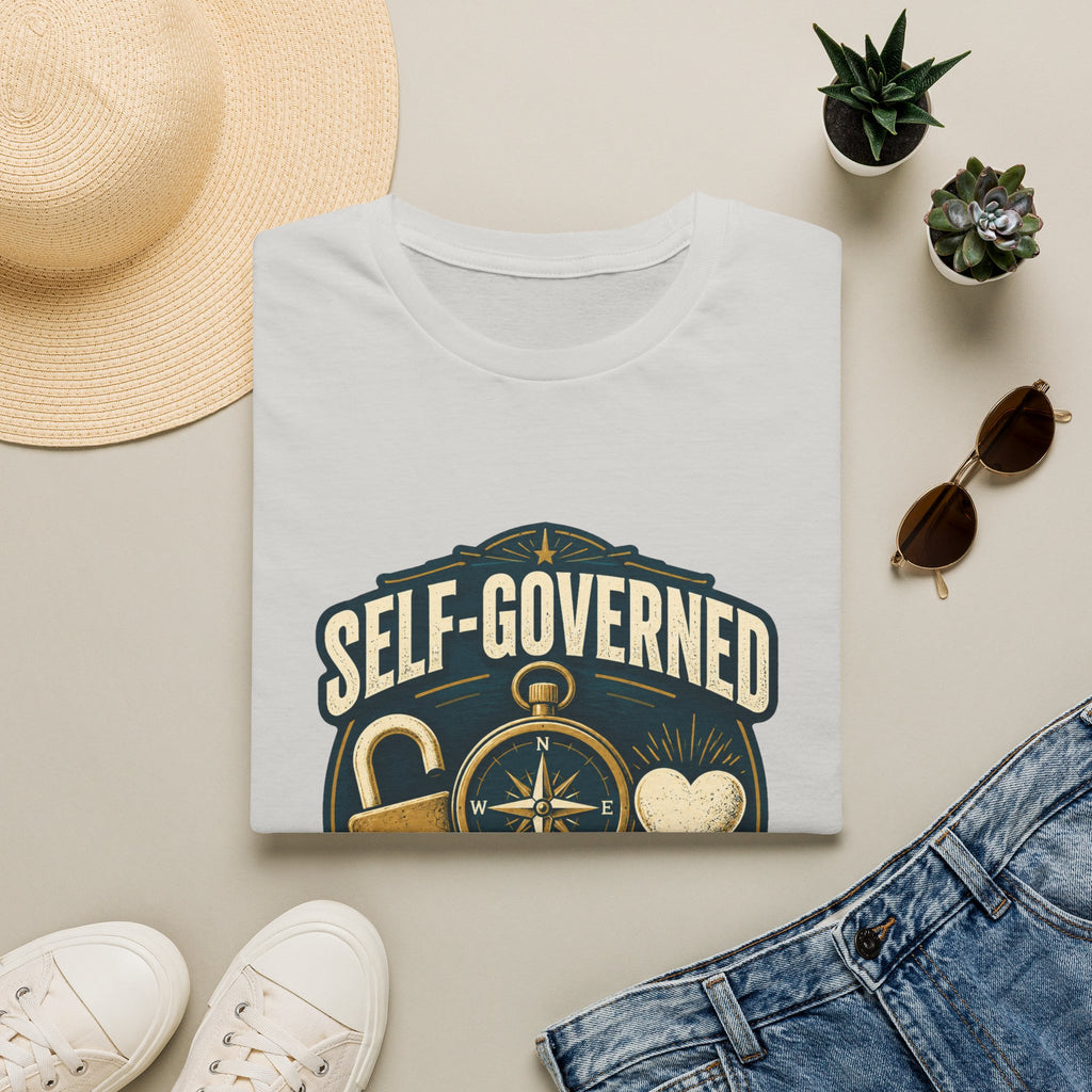 Self-Governed Compass T-Shirt — “Self-Governed: Relationship Status Free Agent” Graphic Tee