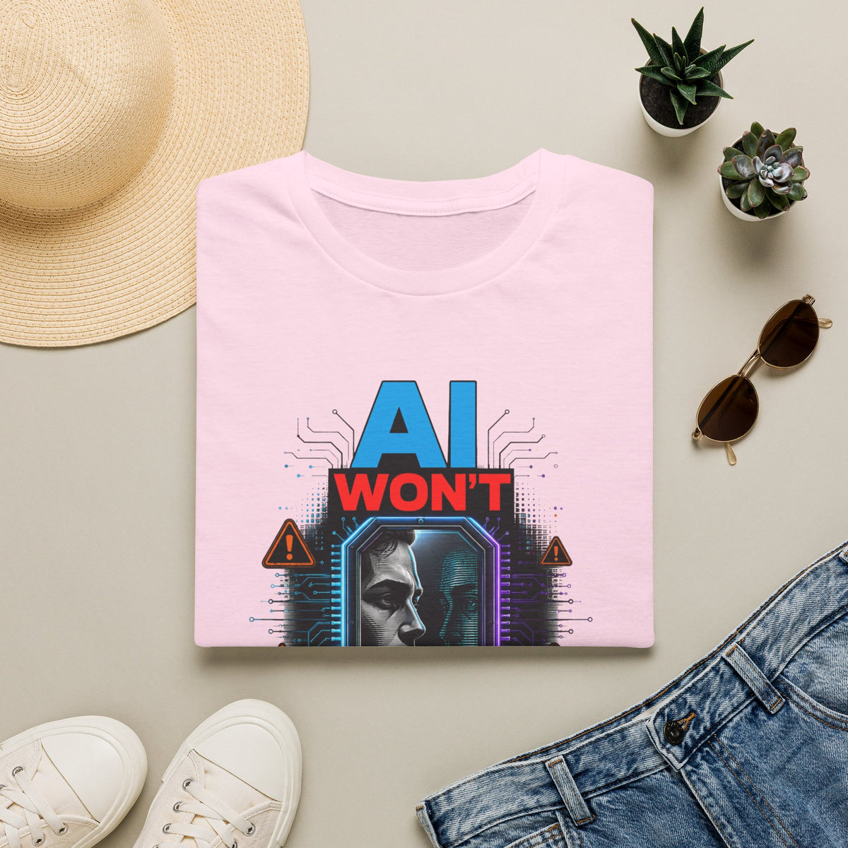 "AI Won't Save Us From Ourselves" Futuristic Tech Statement Tee
