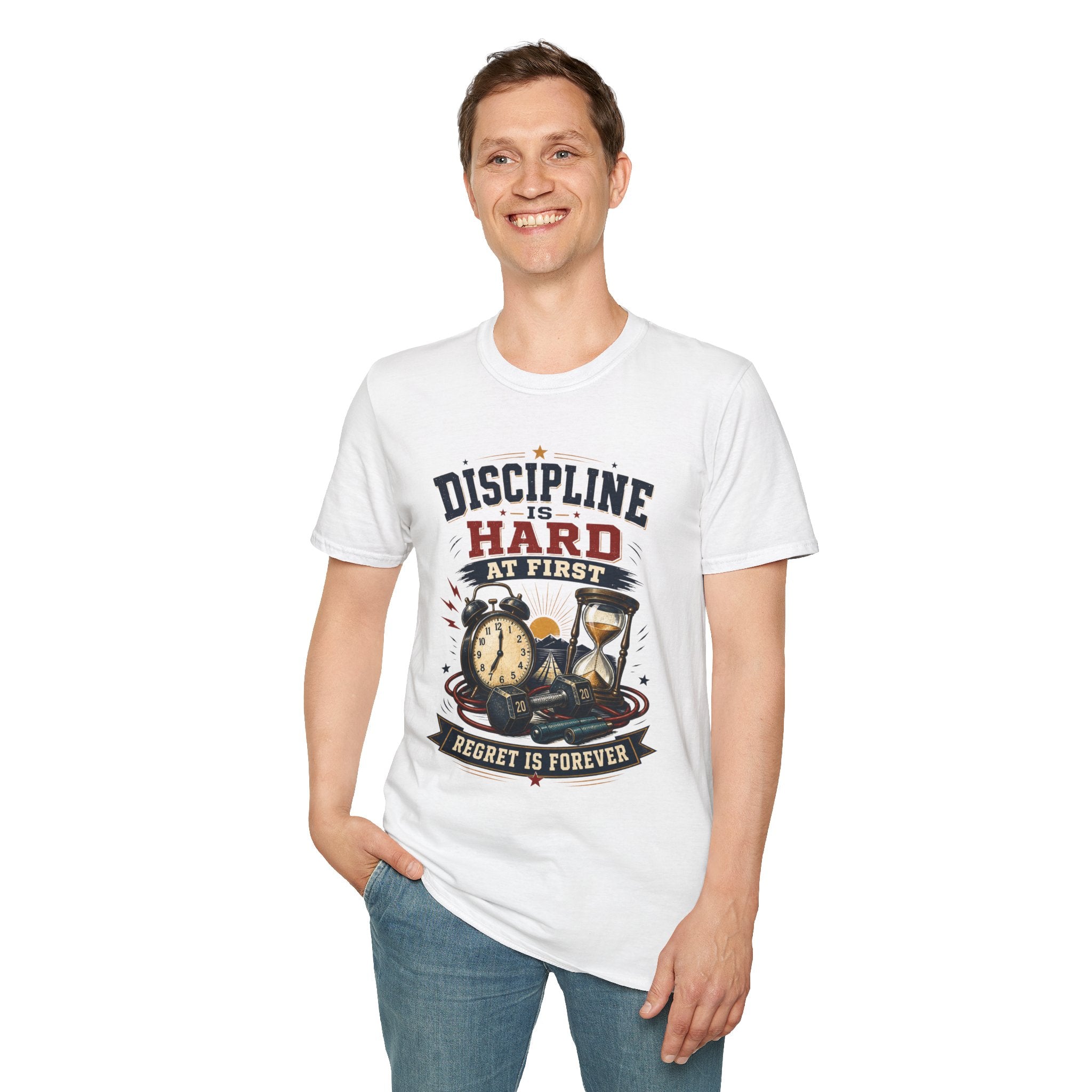Discipline Is Hard At First T-Shirt — Motivational Timepiece Graphic Tee