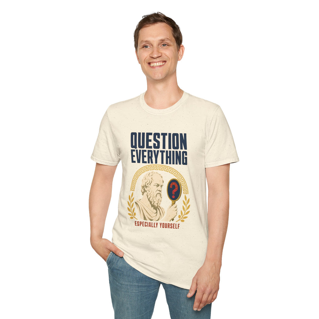 Question Everything T-Shirt — 'Question Everything, Especially Yourself' Vintage Statue Graphic Tee
