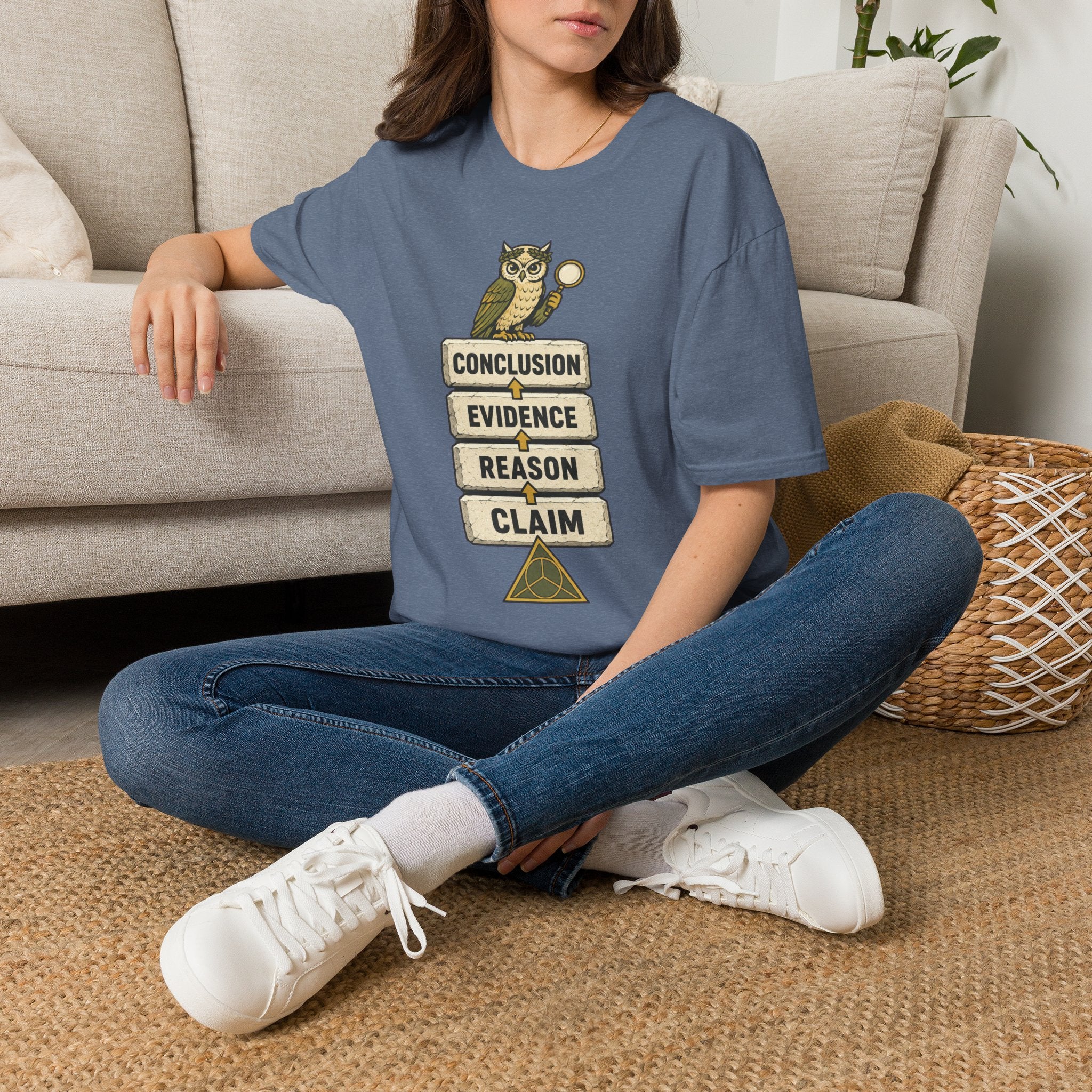 Evidence to Conclusion Graphic T-Shirt — Owl with Magnifying Glass Design
