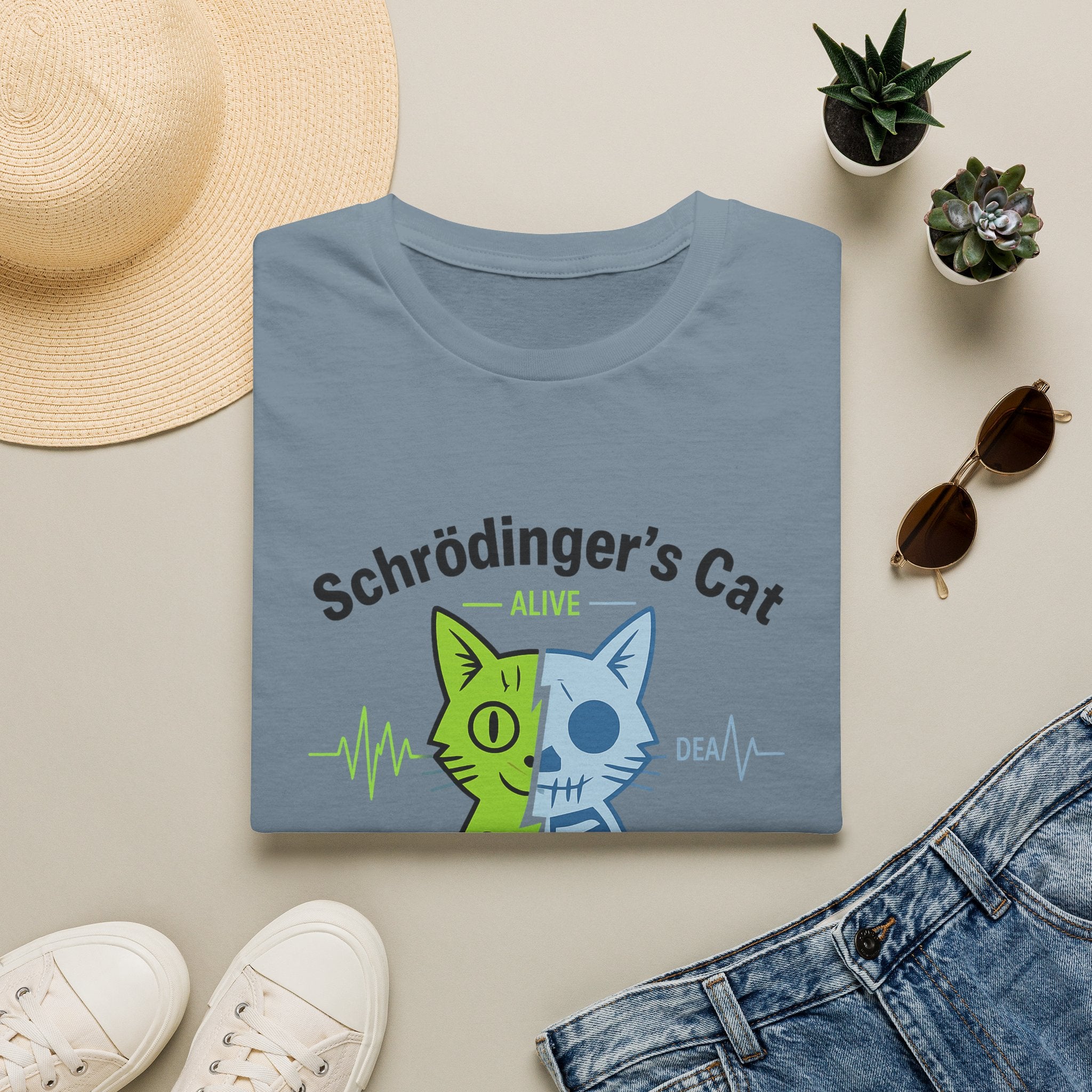 Schrödinger’s Cat T-Shirt — 'Both Alive and Dead' Quantum Science Funny Tee