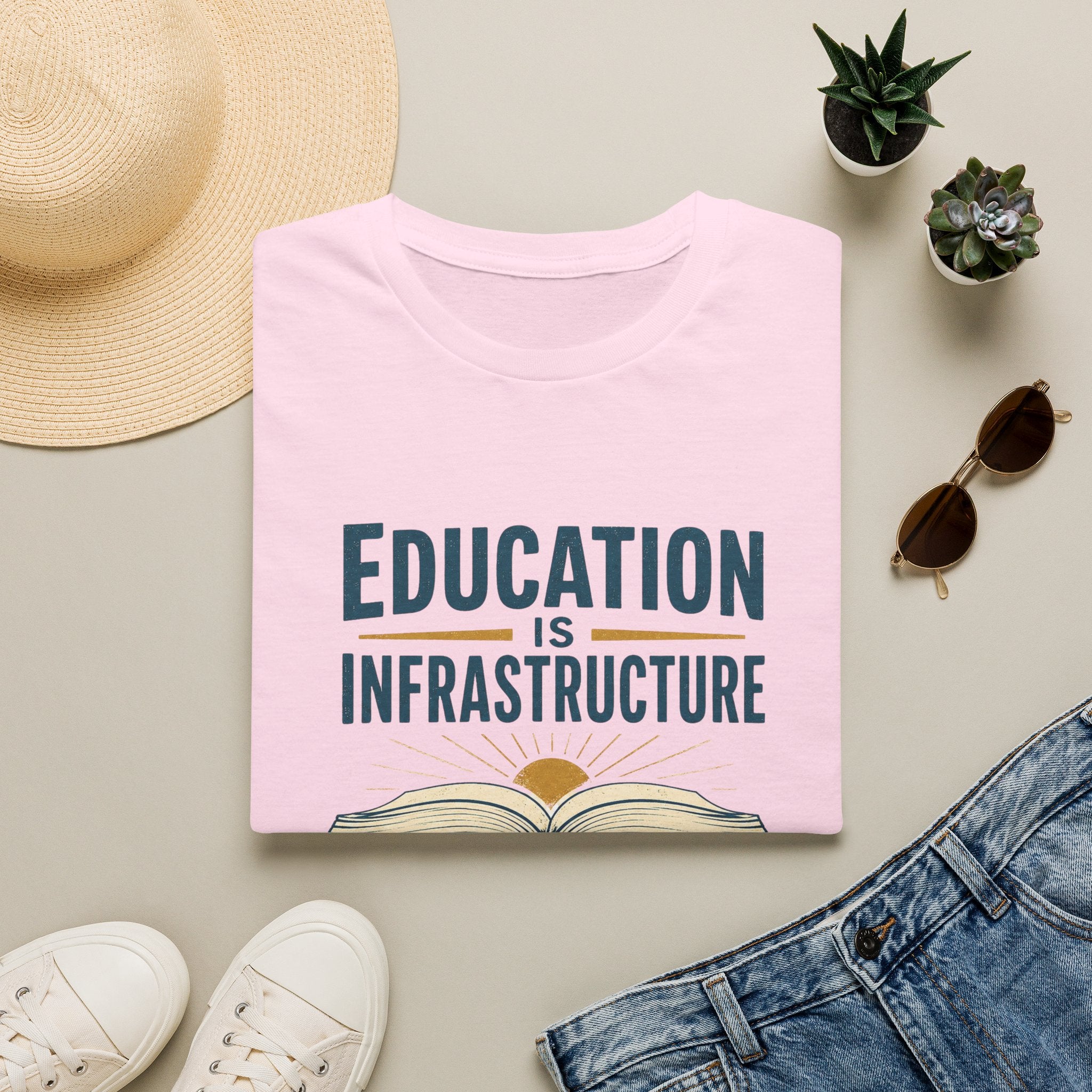 Education Is Infrastructure T-Shirt — Pro-Teachers Advocacy Tee