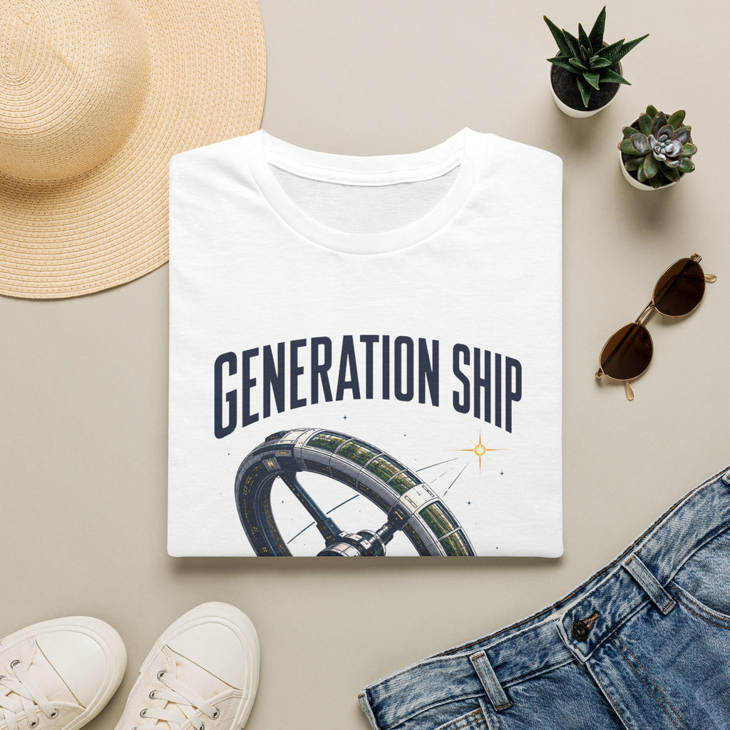 Generation Ship T-Shirt — Retro Space Wheel Sci‑Fi Tee