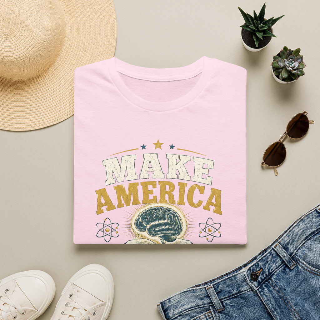 Make America Think Again T-Shirt — Retro Brain Graphic Tee