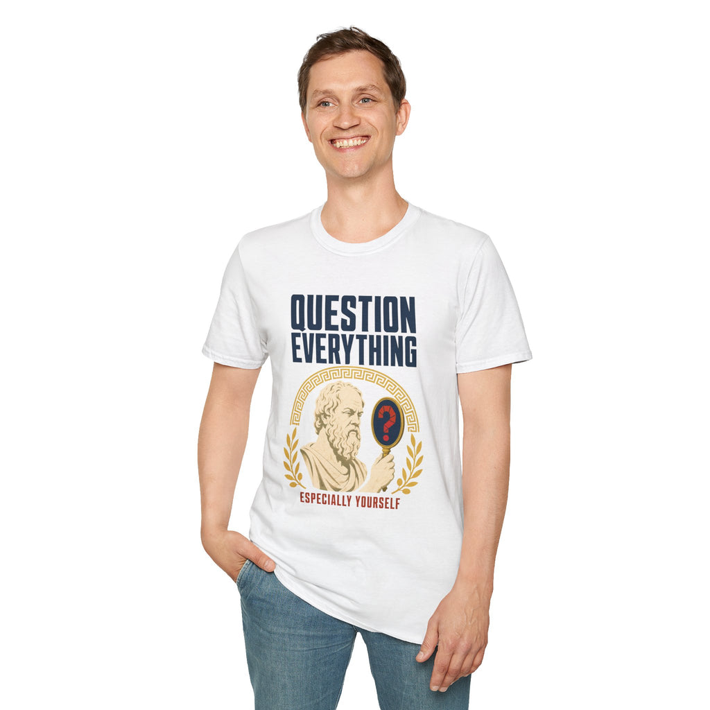 Question Everything T-Shirt — 'Question Everything, Especially Yourself' Vintage Statue Graphic Tee