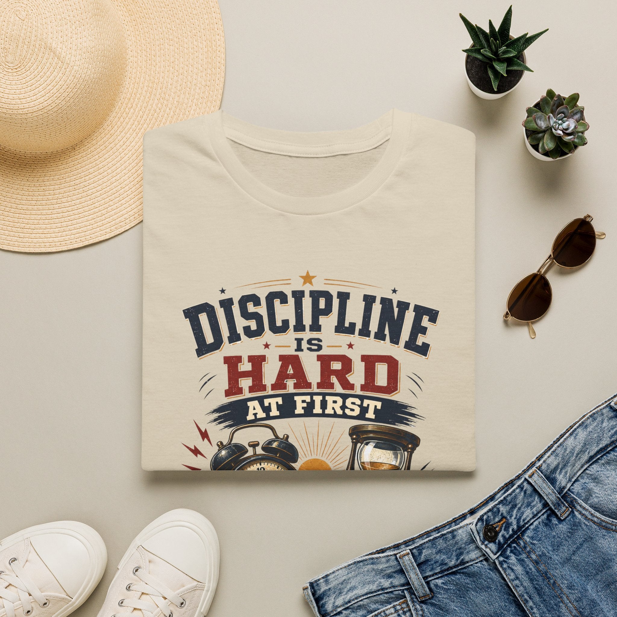 Discipline Is Hard At First T-Shirt — Motivational Timepiece Graphic Tee