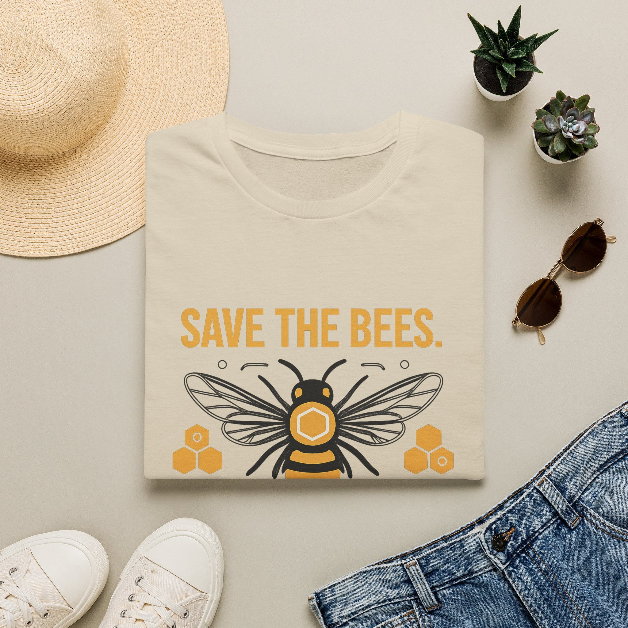 Save The Bees T-Shirt — "Save the Bees. Save the Food. Save Us." Eco Awareness Tee