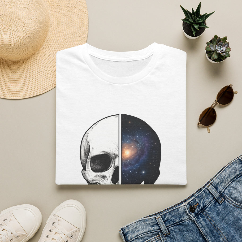Skull & Galaxy T-Shirt — "Reason in a Silent Universe" Graphic Tee