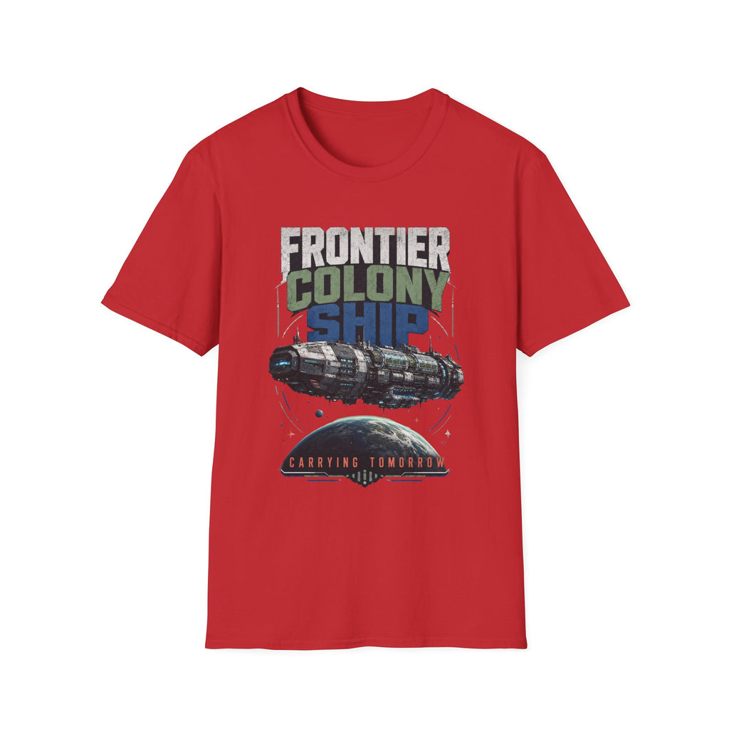 Frontier Colony Ship T-Shirt — Retro Sci‑Fi Space Colony Tee