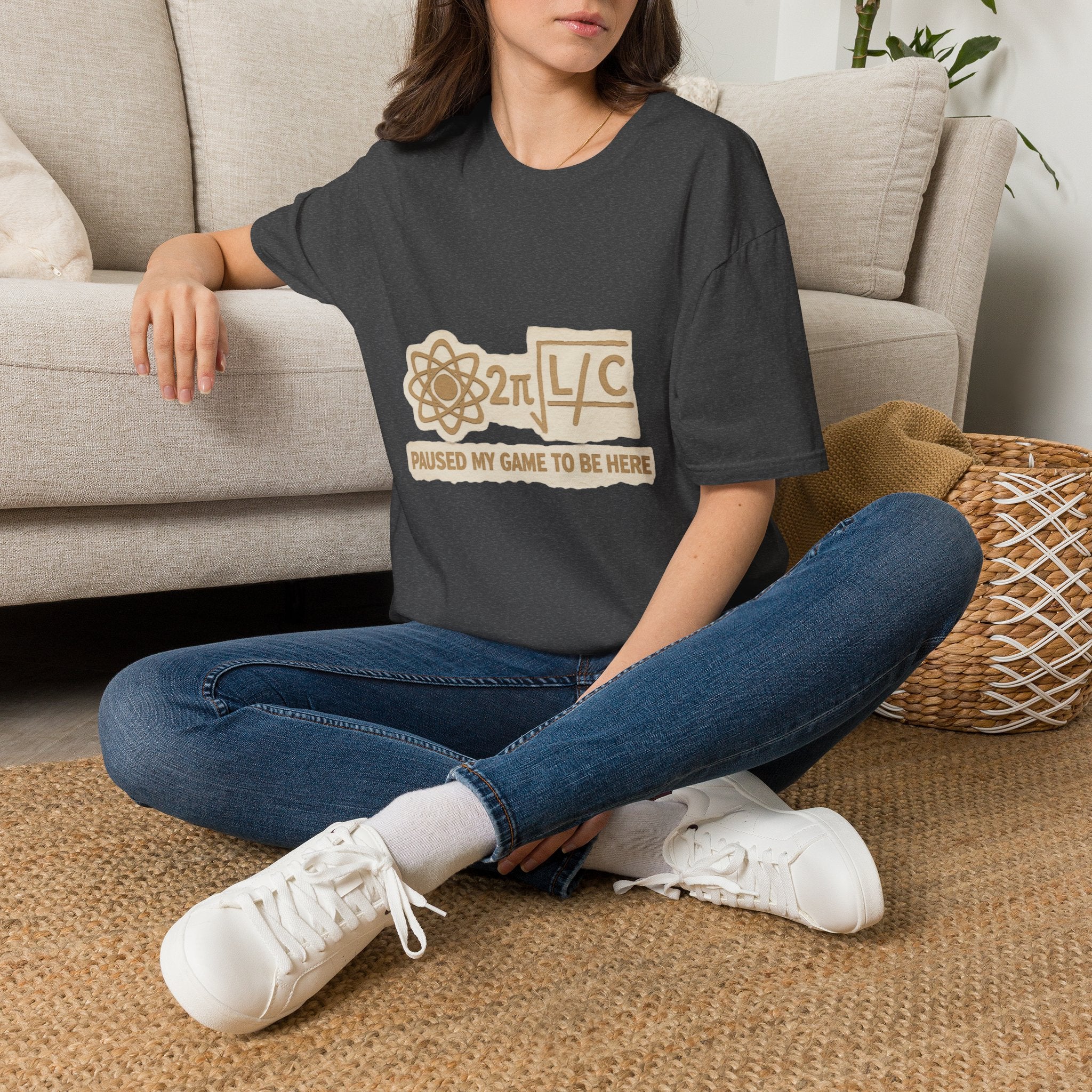 Physics Joke T-Shirt — '2π L/C' Retro Atom Graphic (I Used My Game to Be Here)