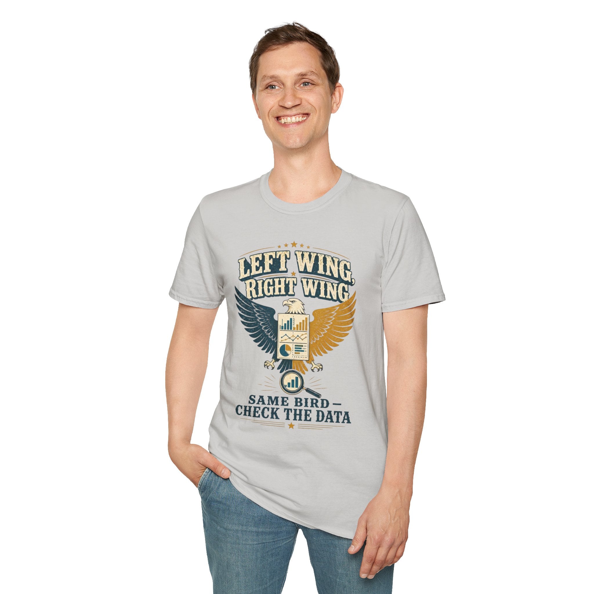 "Left Wing Right Wing, Same Bird — Check the Data" Graphic Tee