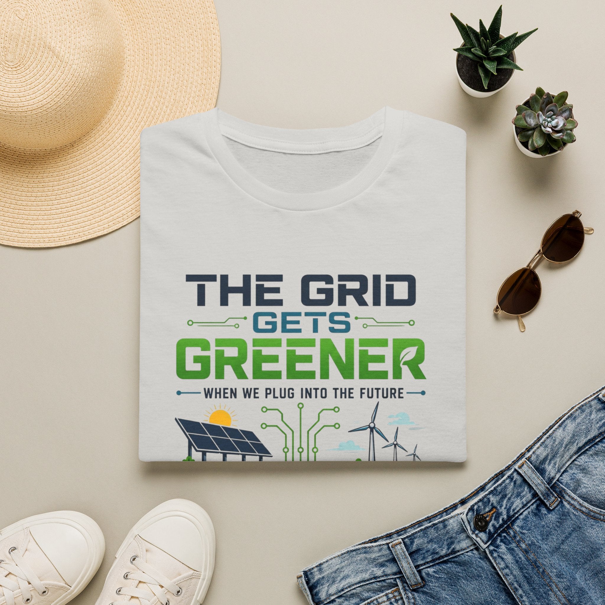 "The Grid Gets Greener" Eco Renewable Energy Tee