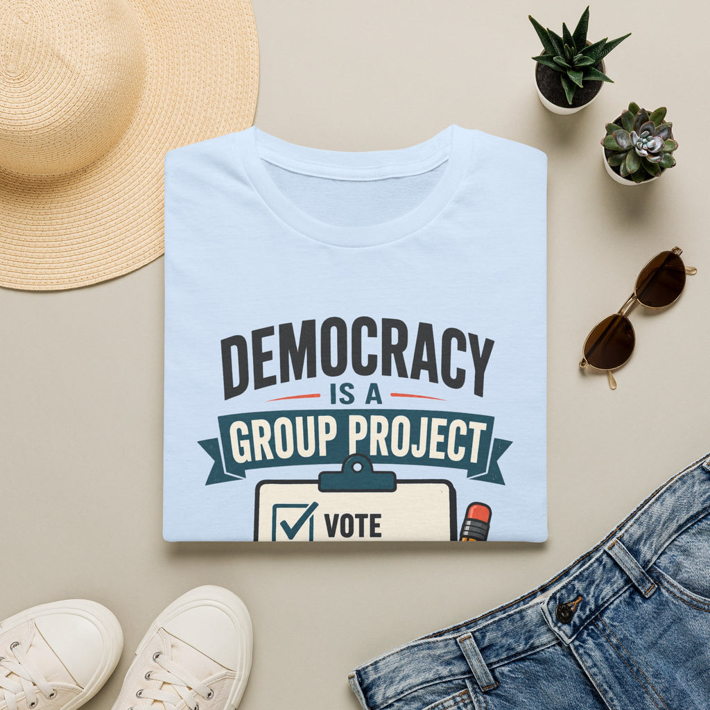 Democracy Is a Group Project T-Shirt — Vote, Protect Rights & Save Earth