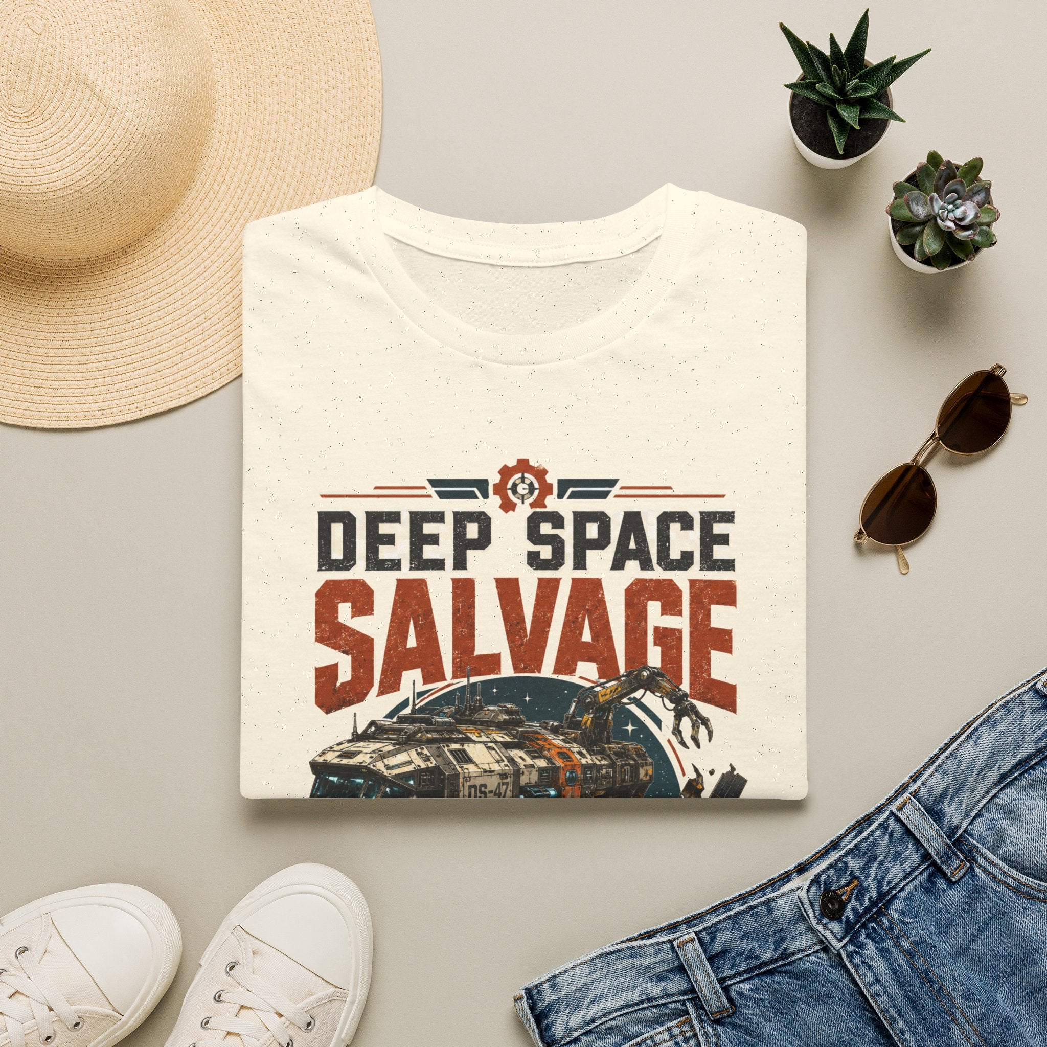 Deep Space Salvage T‑Shirt — Vintage Sci‑Fi Spacecraft Tee