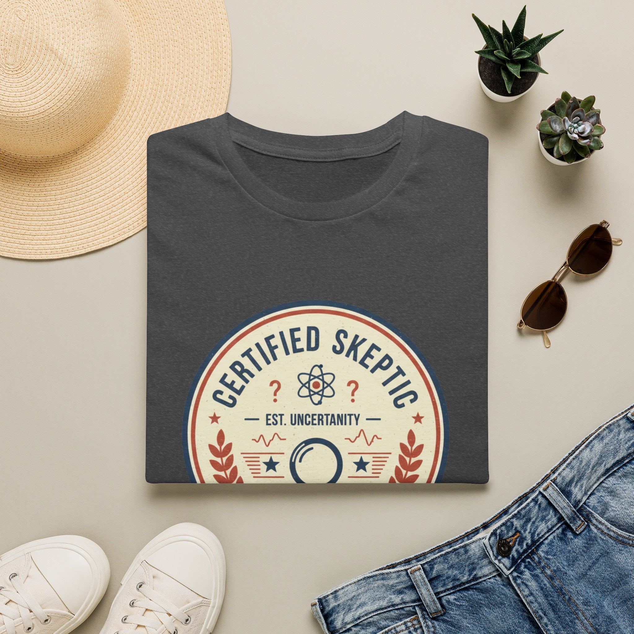 Certified Skeptic T-Shirt — 'Est. Uncertainty' Retro Science Tee