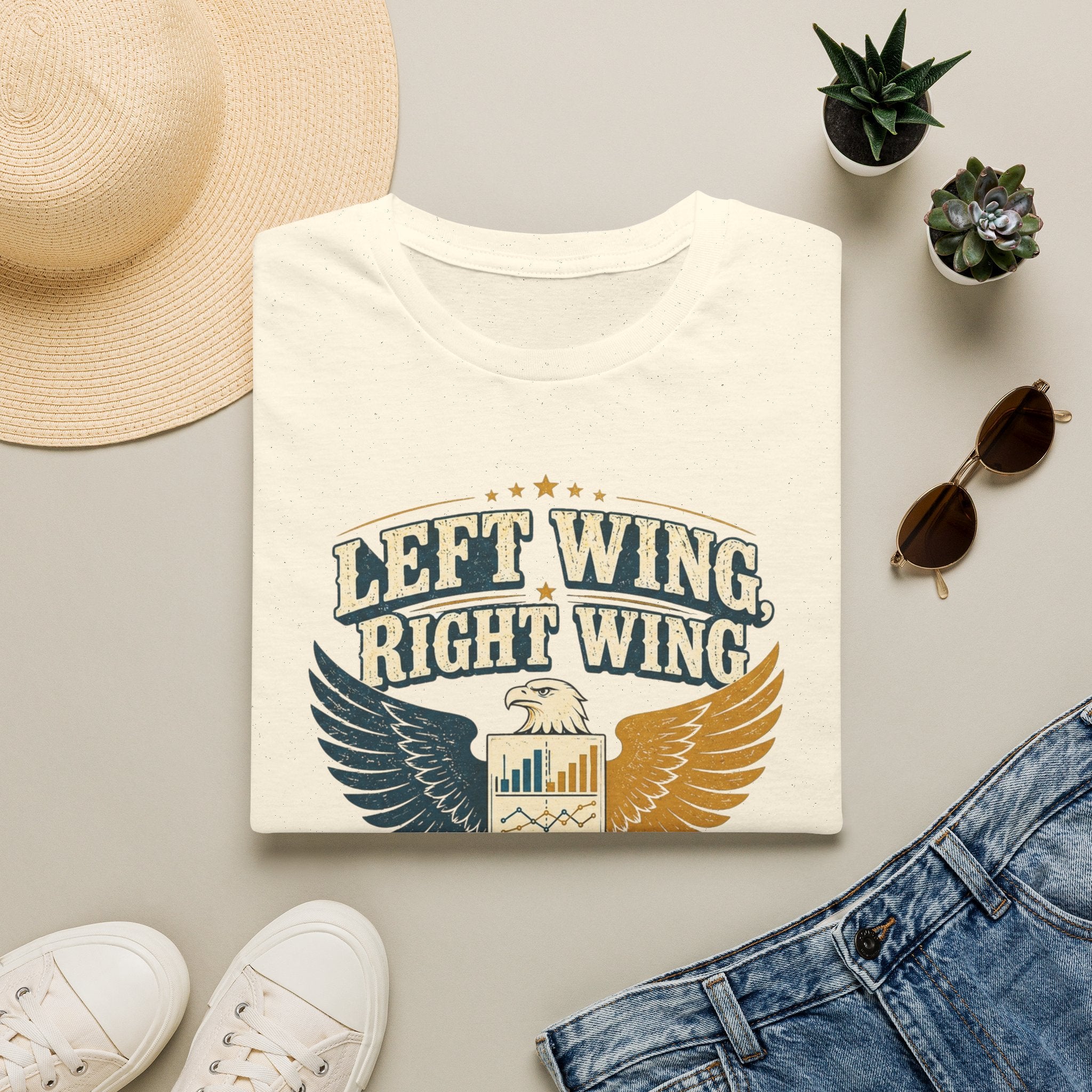 "Left Wing Right Wing, Same Bird — Check the Data" Graphic Tee