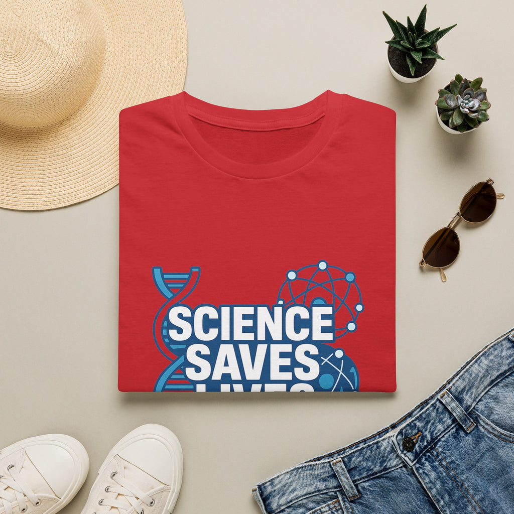 Science Saves Lives T-Shirt — STEM DNA & Heartbeat Graphic Tee