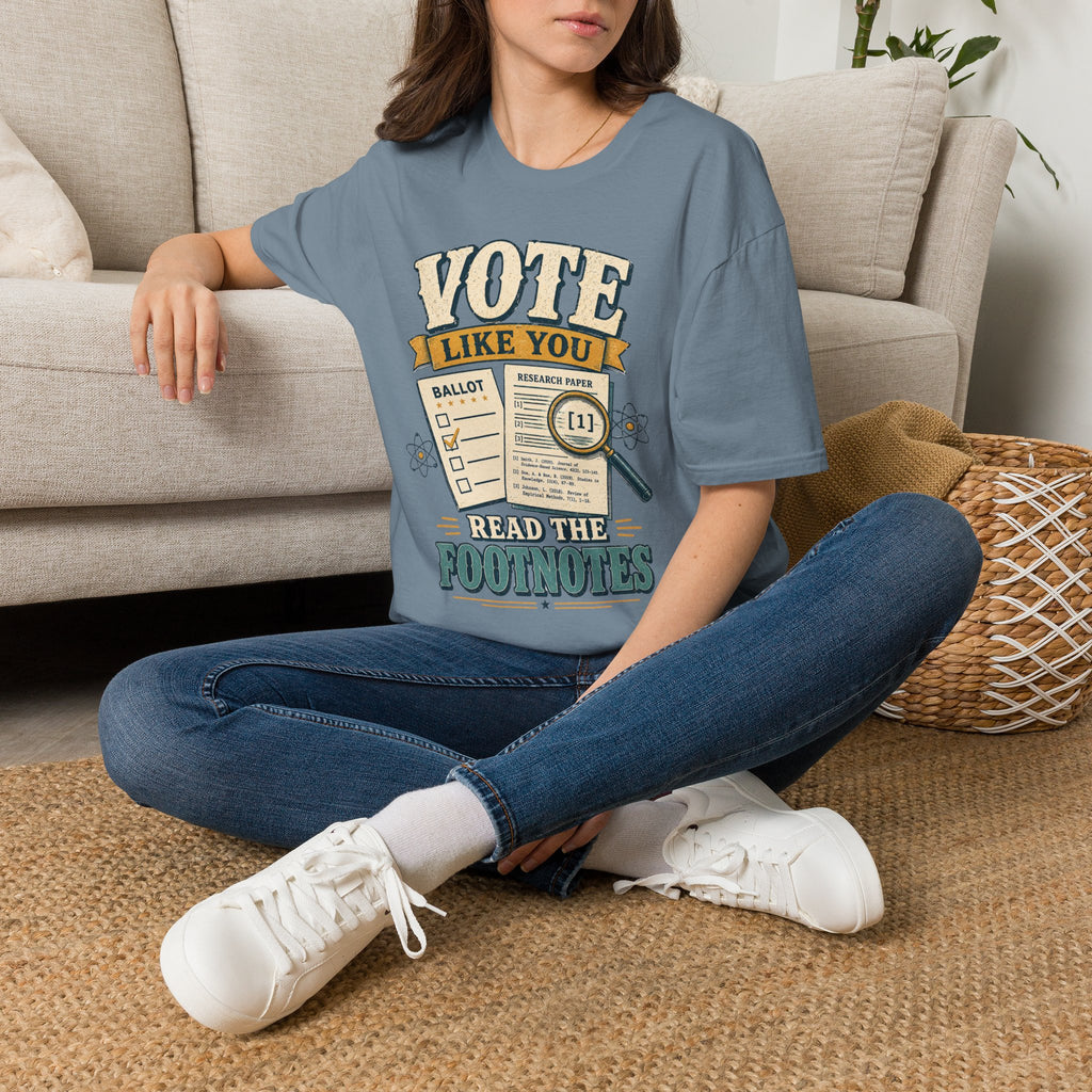 "Vote Like You Read the Footnotes" Vintage Voter Education Tee