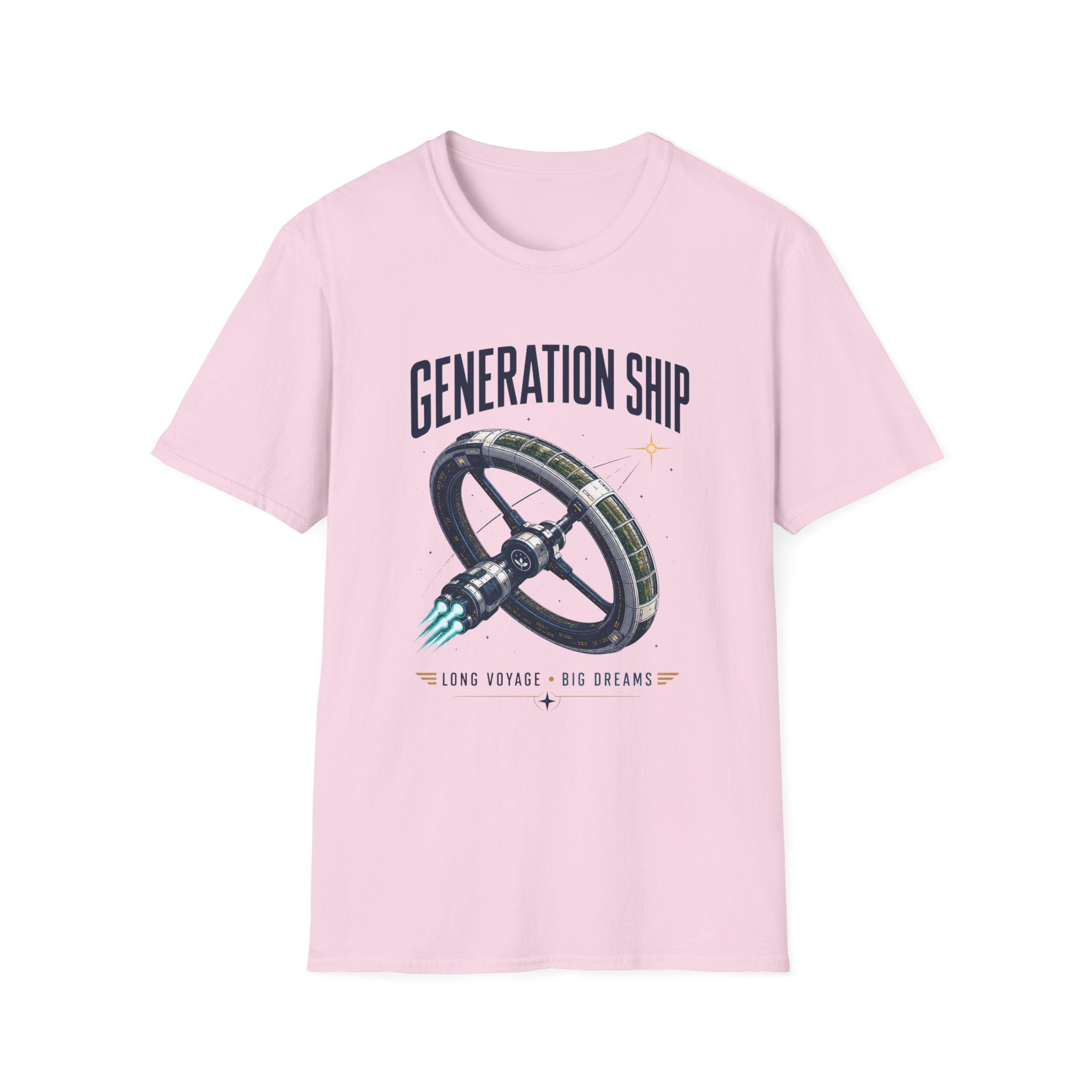 Generation Ship T-Shirt — Retro Space Wheel Sci‑Fi Tee