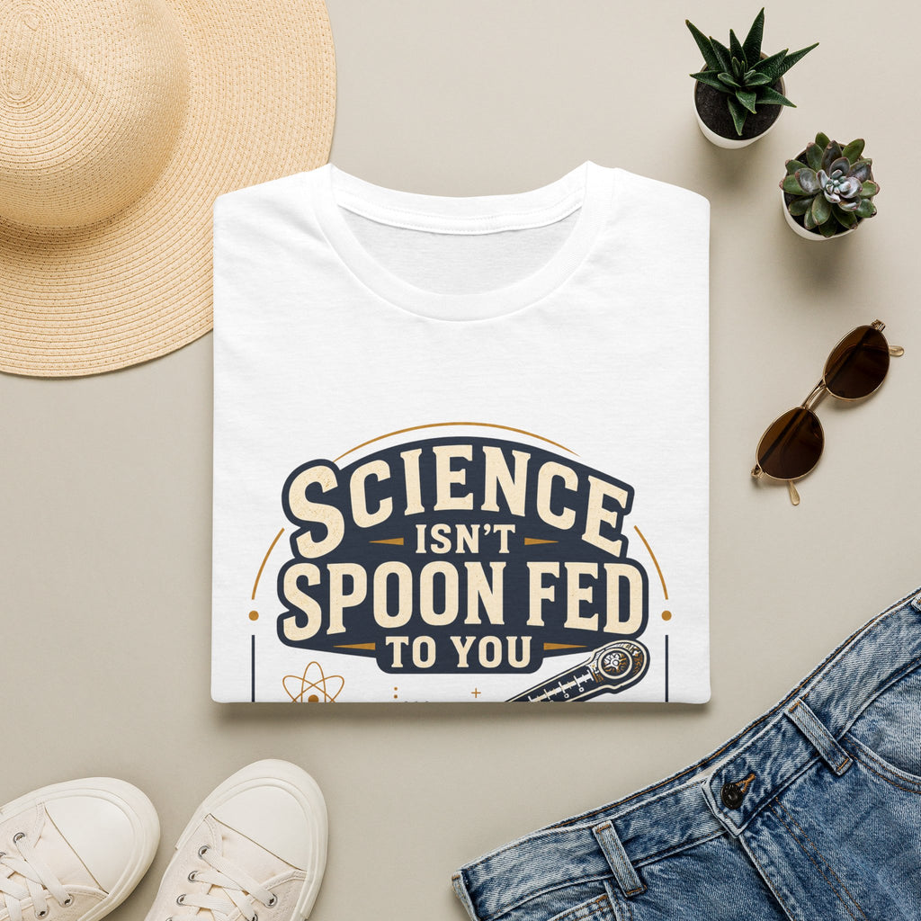 Science Isn't Spoon Fed T‑Shirt — Funny Science Quote Tee for Students & Teachers
