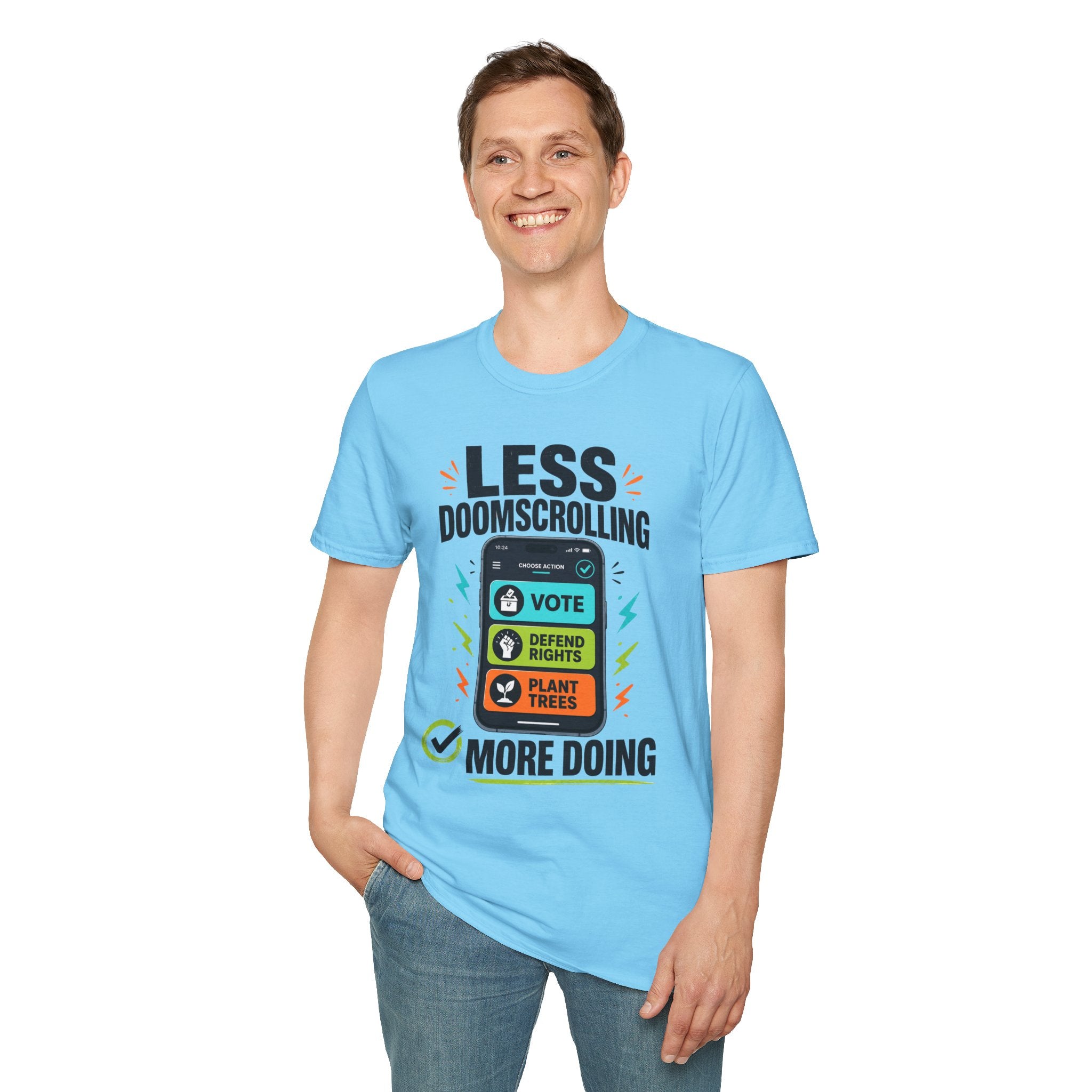 "Less Doomscrolling, More Doing" Motivational Graphic Tee