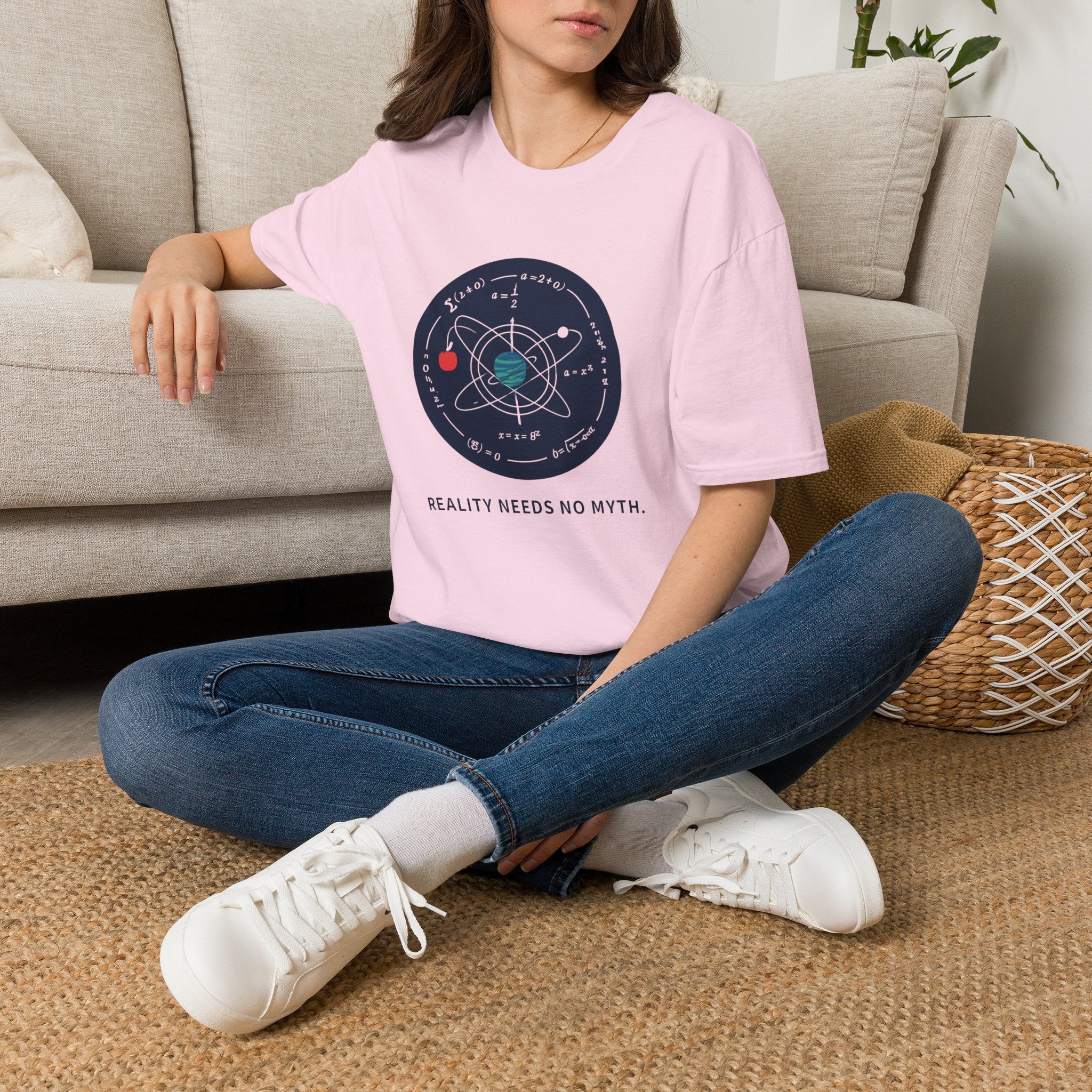 Science Atom Graphic T-Shirt — "Reality Needs No Myth" Tee