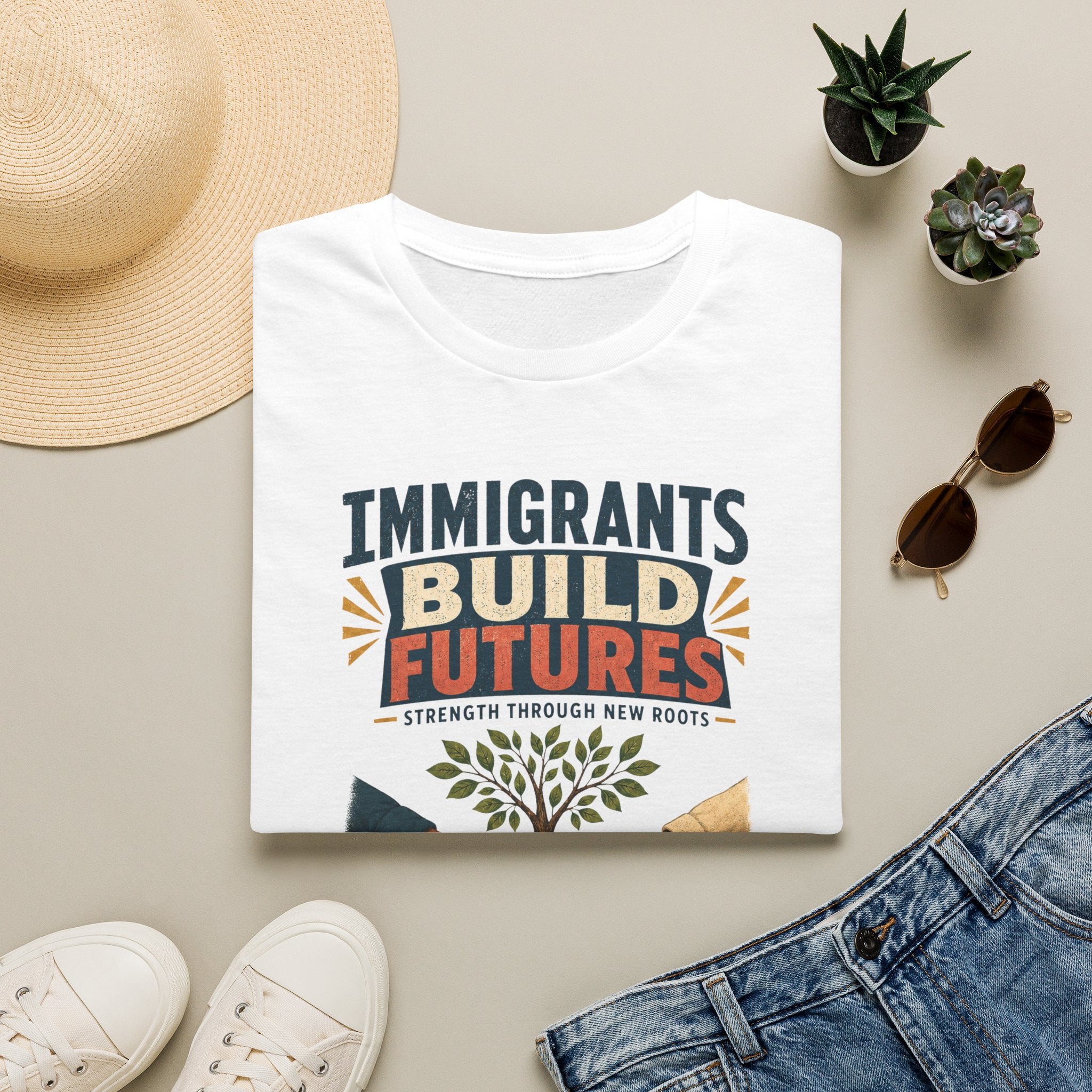 Immigrants Build Futures T-Shirt – Strength Through New Roots Tee