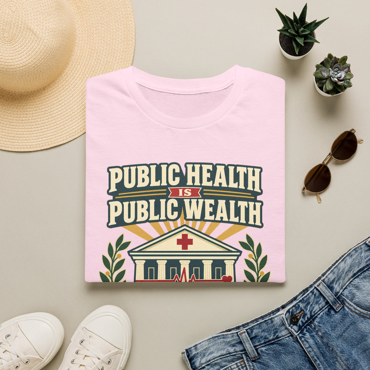 Public Health Is Public Wealth T-Shirt — 'Care For All' Community Health Tee