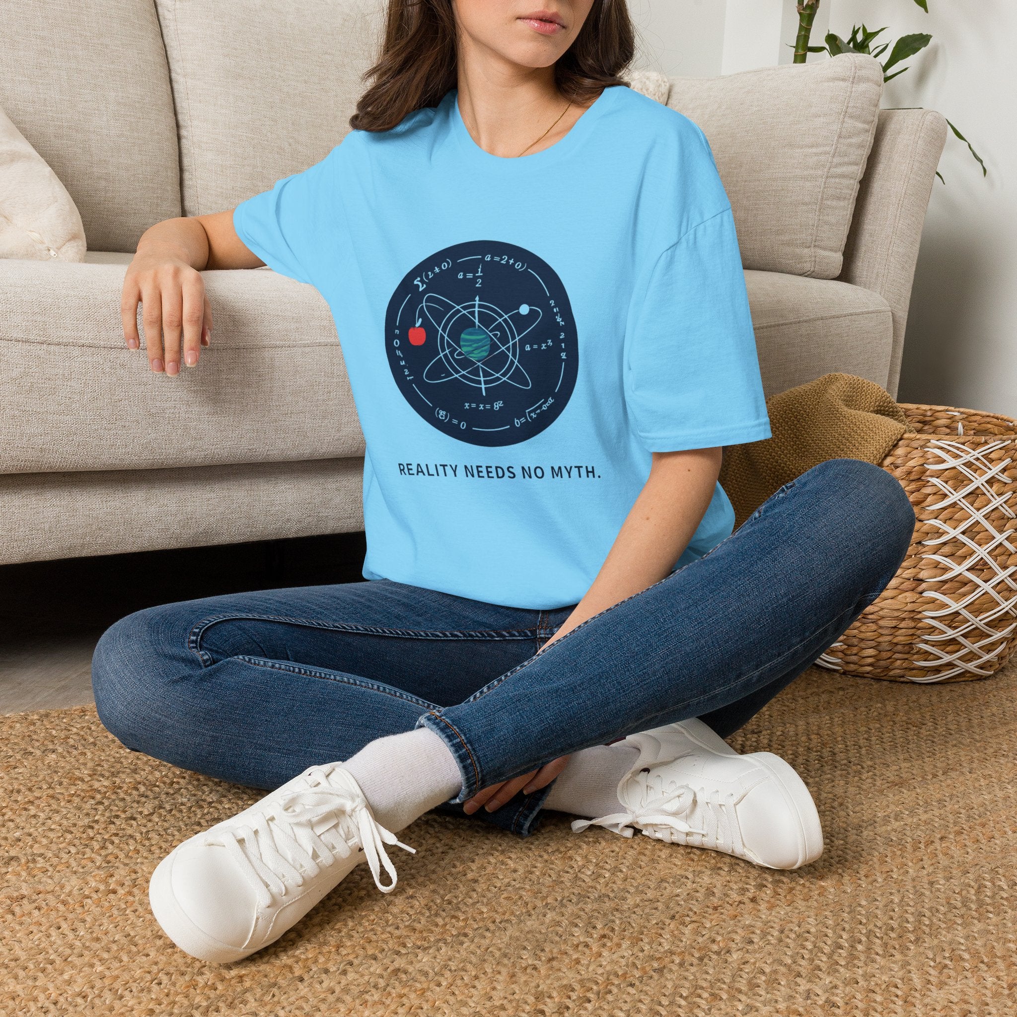 Science Atom Graphic T-Shirt — "Reality Needs No Myth" Tee