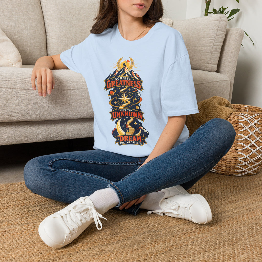 Achieve Greatness Graphic T-Shirt — Inspirational Mountain Adventure Design