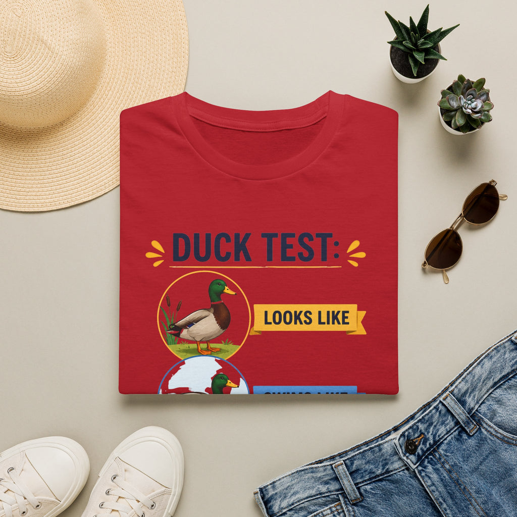 Duck Test T-Shirt — Funny “Looks Like, Swims Like, Quacks Like” Graphic Tee for Duck Lovers