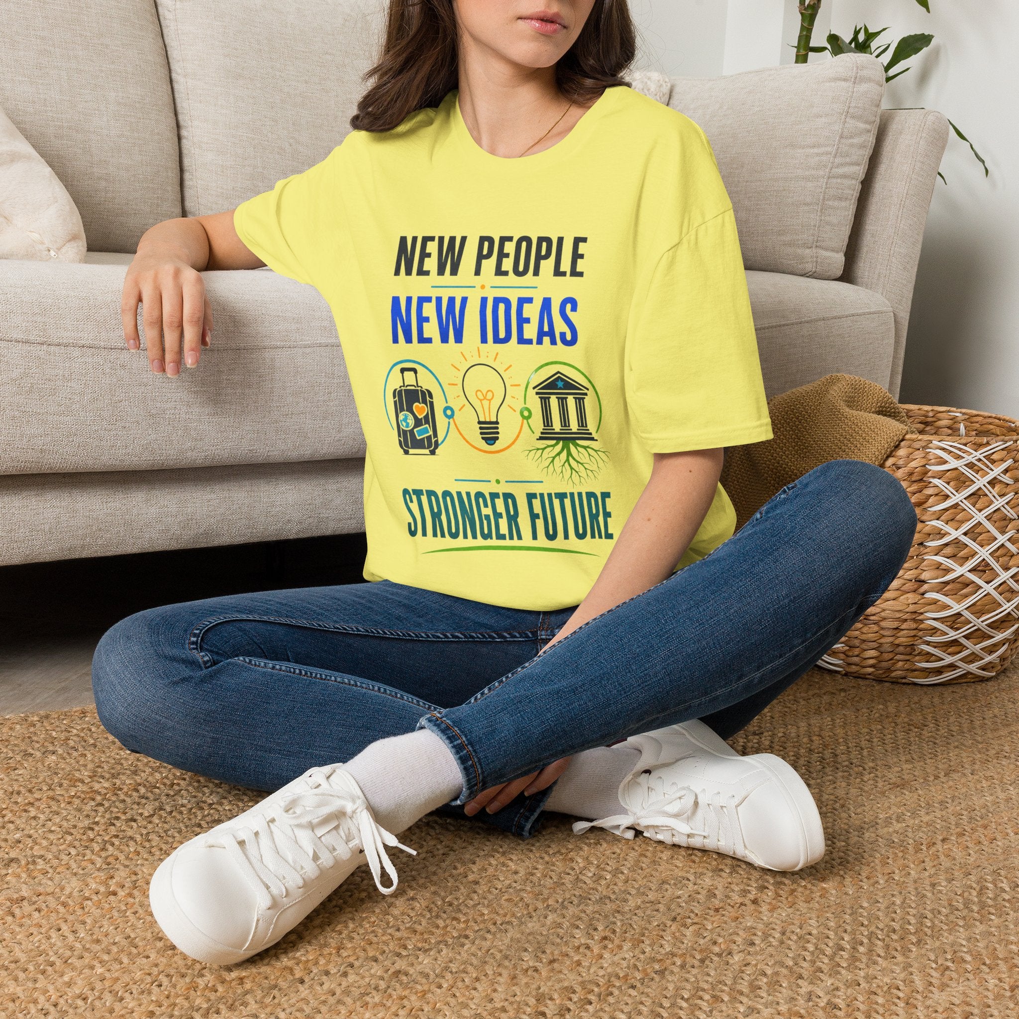 T-Shirt — "New People New Ideas, Stronger Future" Inspirational Graphic Tee