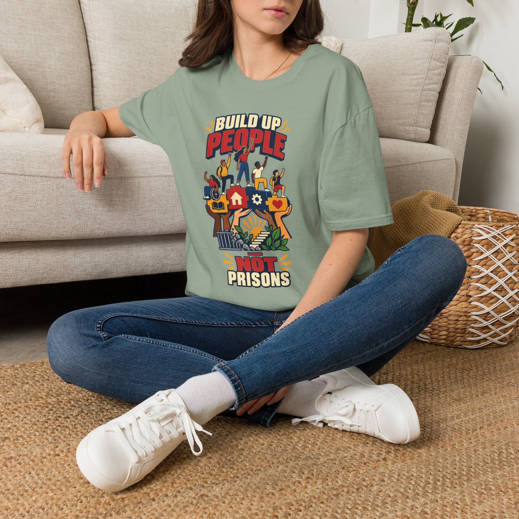 "Build Up People Not Prisons" Social Justice Graphic Tee