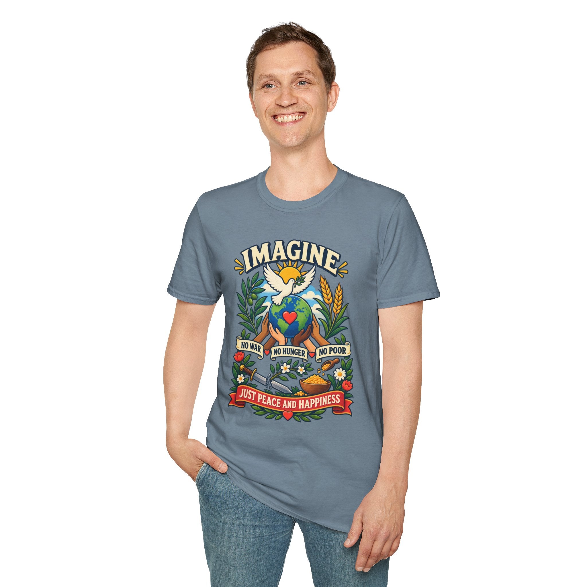 Imagine Peace T-Shirt — Dove, Earth & Plants Graphic Tee